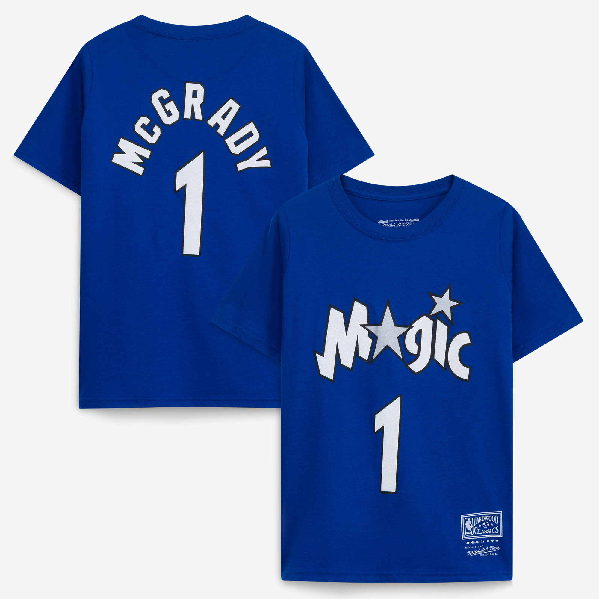 Youth Mitchell & Ness Tracy McGrady Blue Orlando Magic Hardwood Classics Name & Number T-Shirt