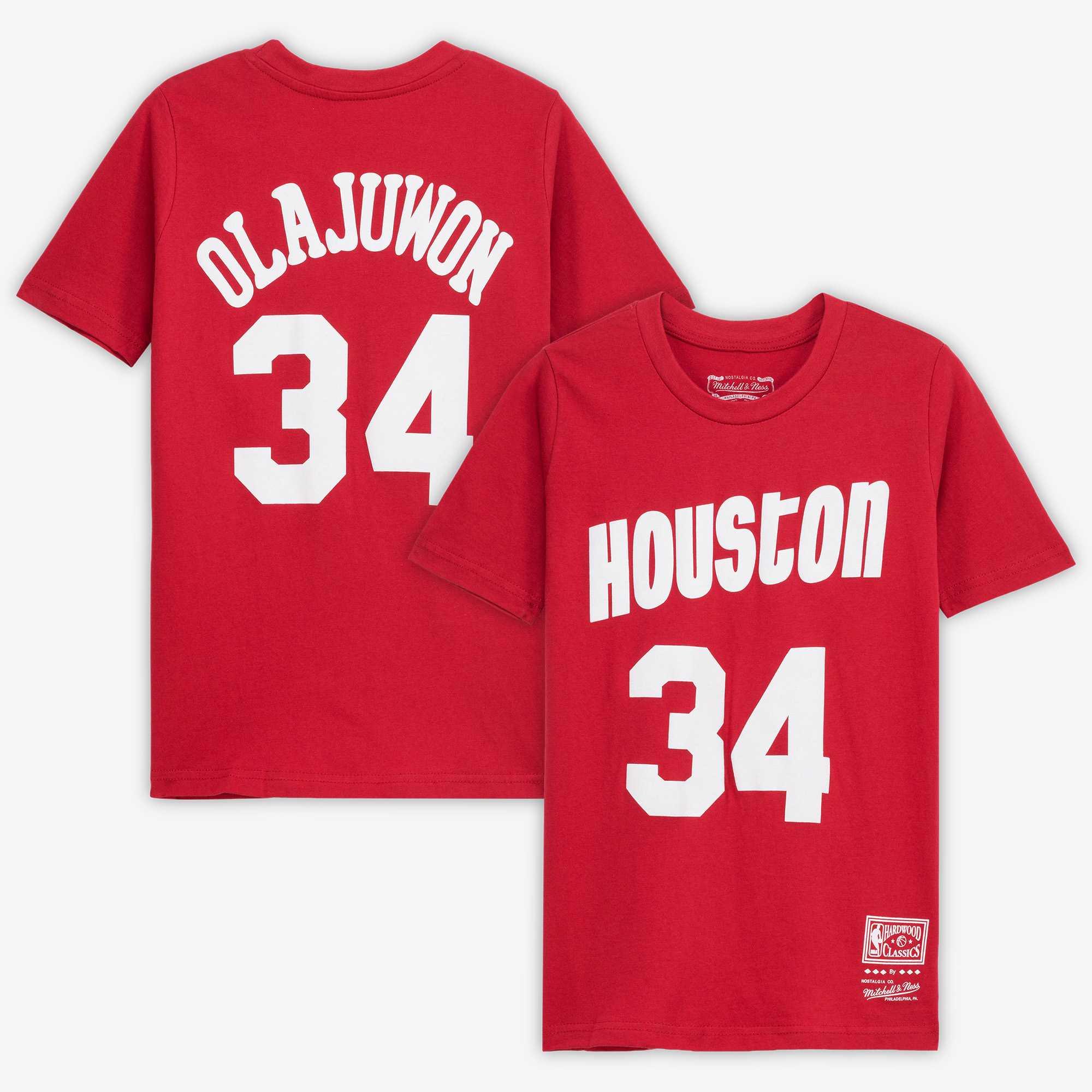 Mitchell & Ness Big Boys' and Girls' Hakeem Olajuwon Red Houston Rockets Hardwood Classics Name & Number T-Shirt - Red