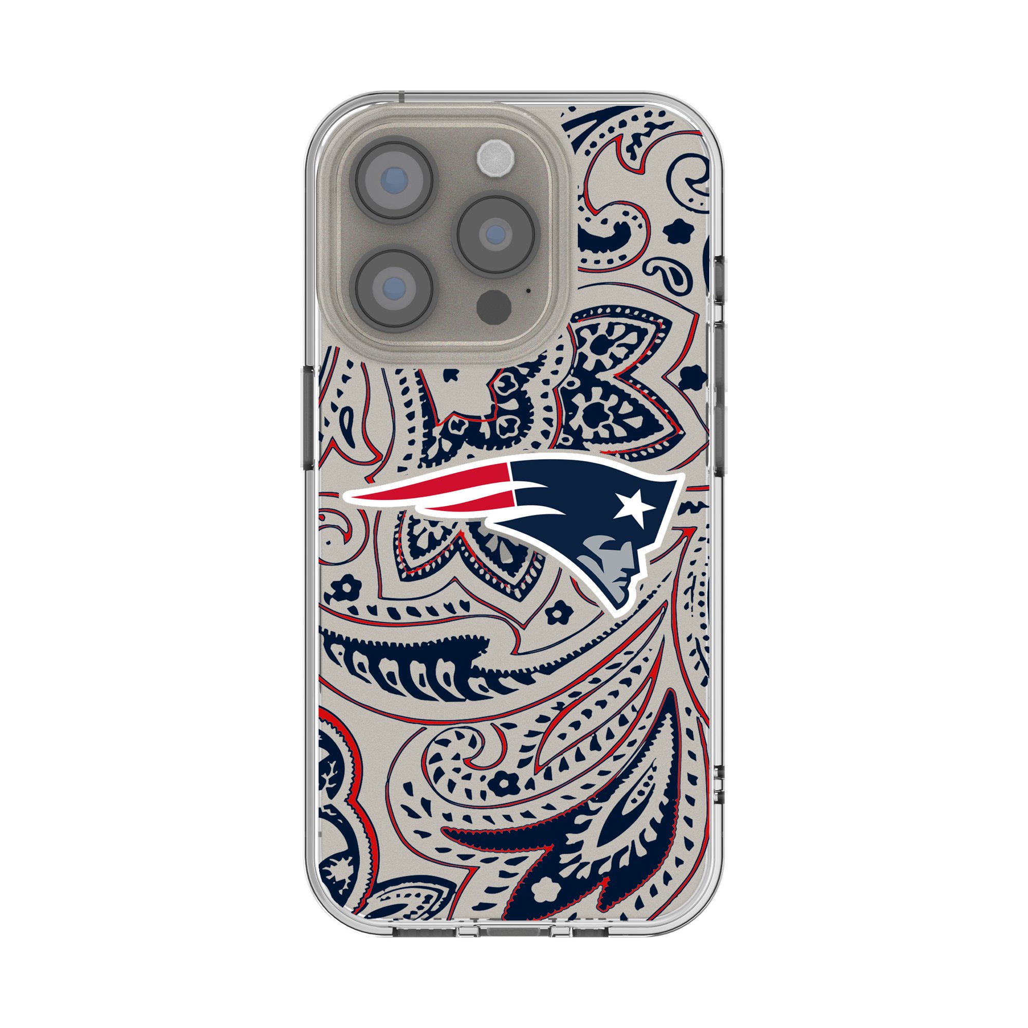 Keyscaper - NFL - New England Patriots - iPhone Clear Paisley Design Case - 15 Pro Max - Multicolor