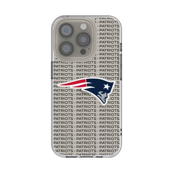 New England Patriots iPhone Clear Text Backdrop Design Case