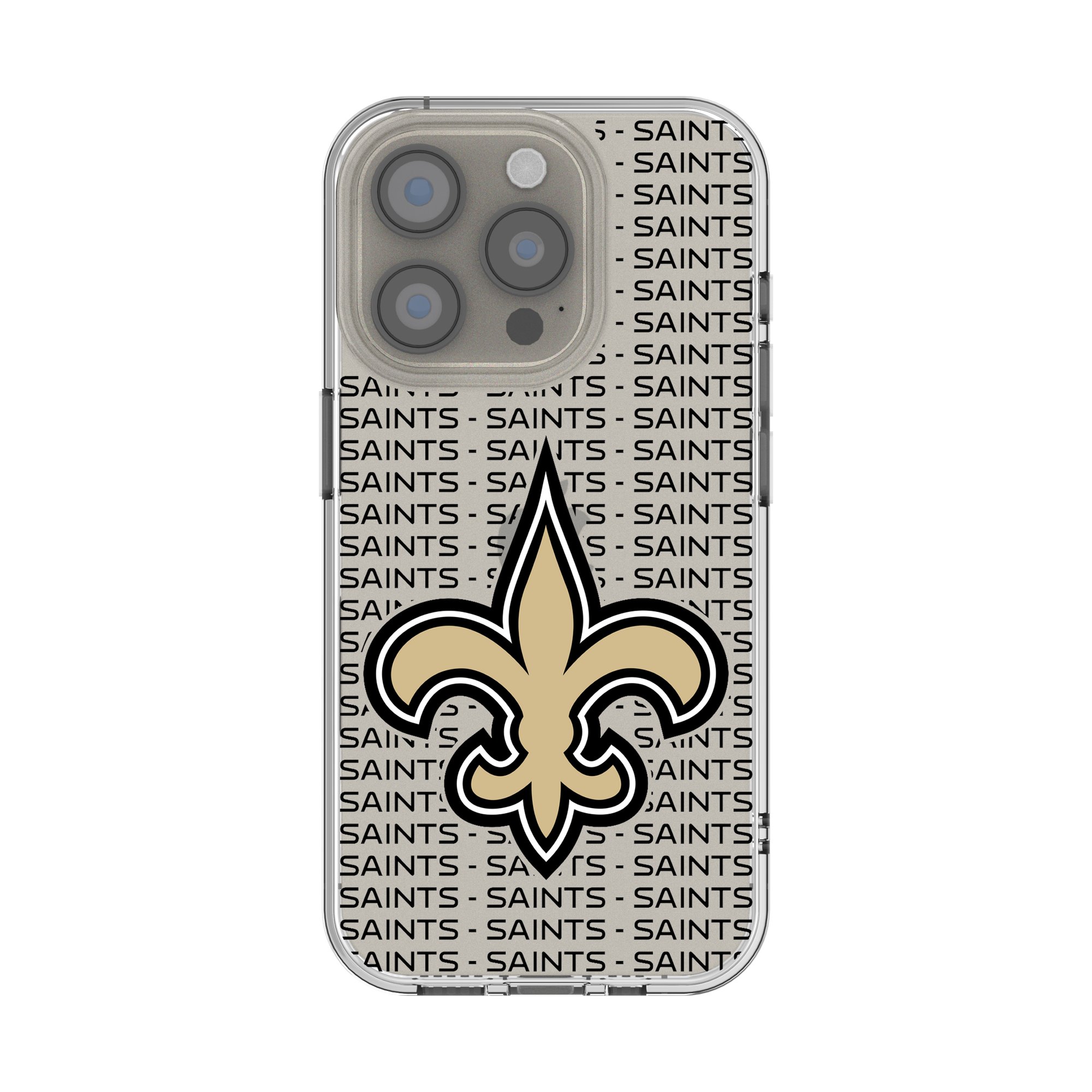 Keyscaper - NFL - New Orleans Saints iPhone Clear Text Backdrop Design Case - 15 Pro - Multicolor