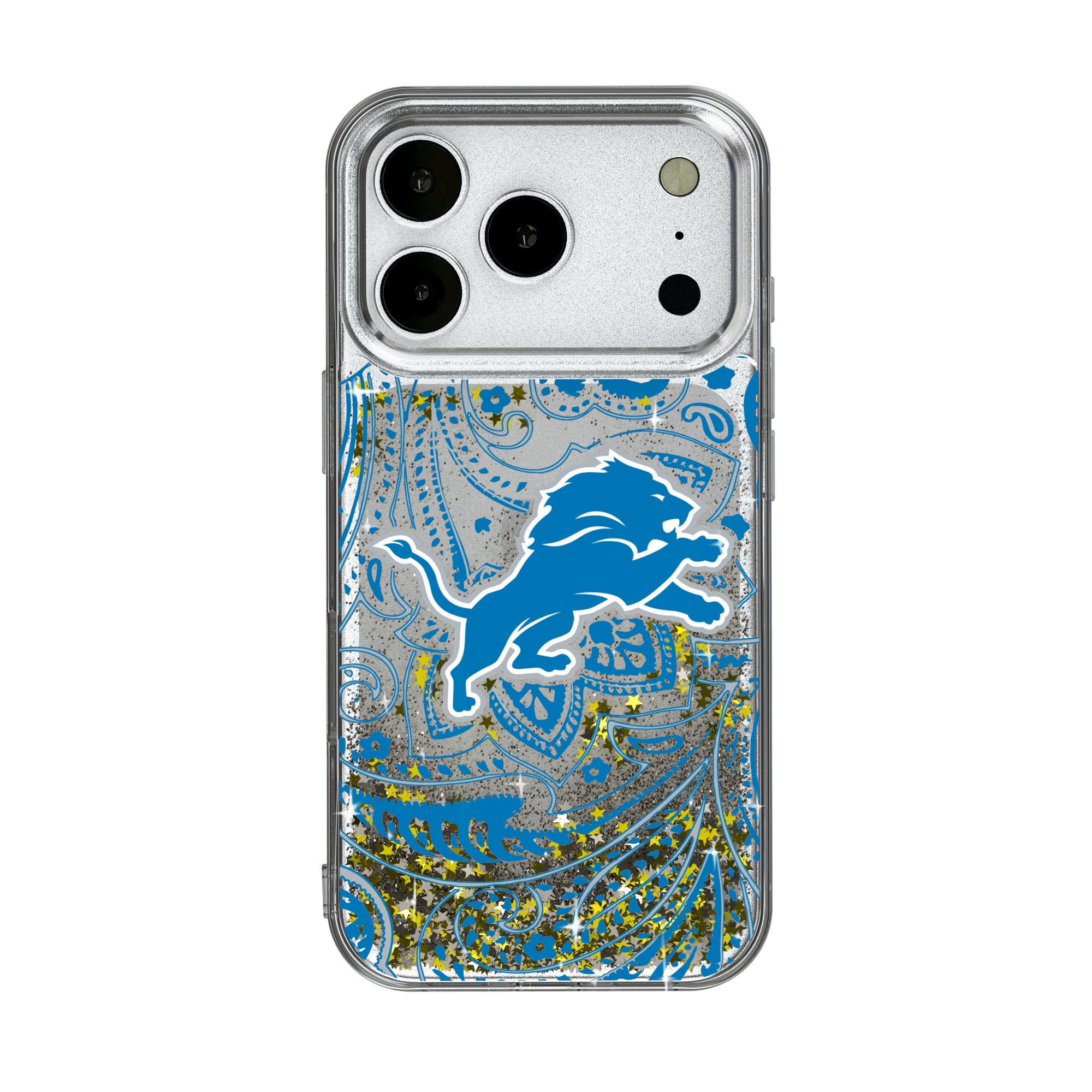 Detroit Lions iPhone Paisley Design Glitter Case