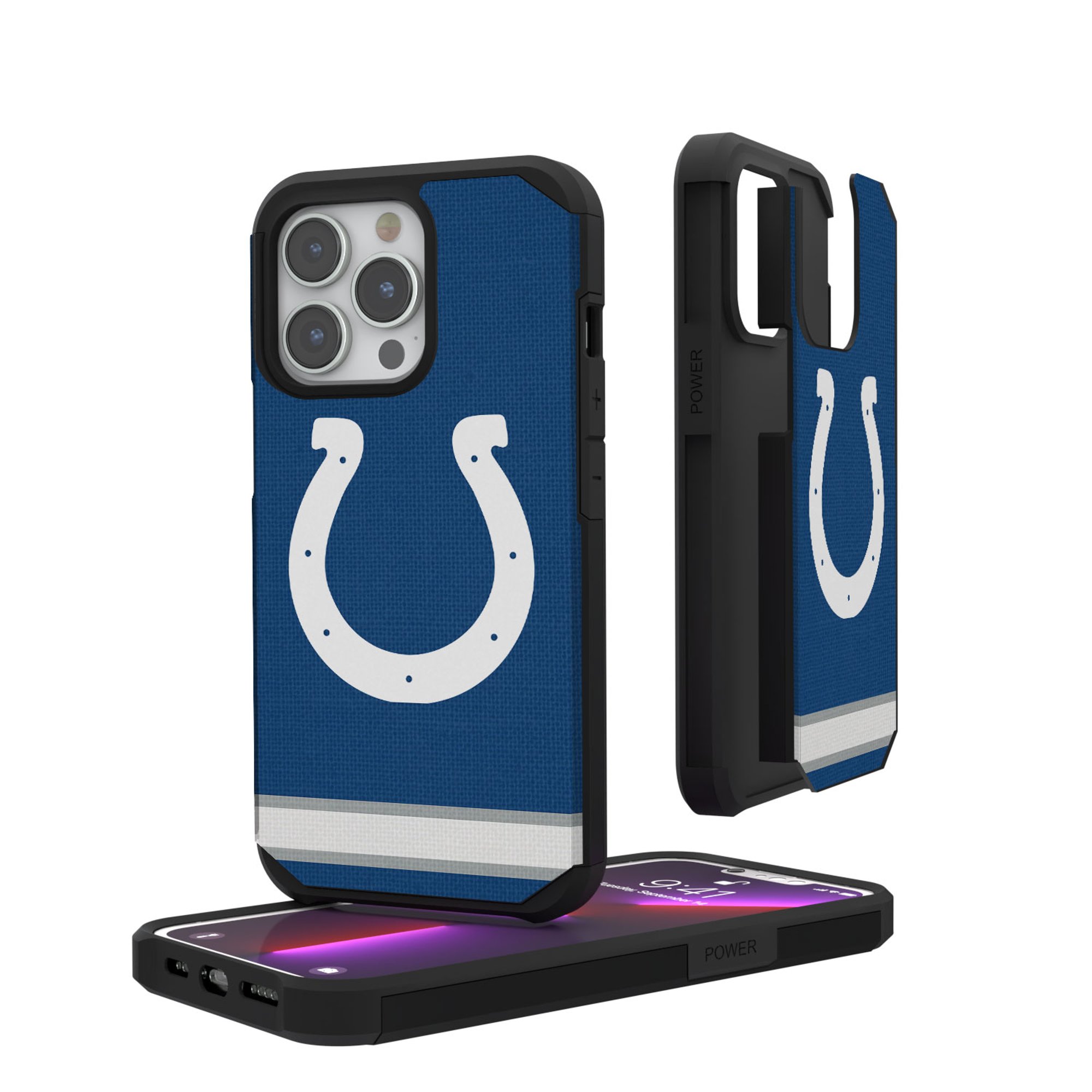 Keyscaper - NFL - Indianapolis Colts iPhone Rugged Stripe Design Case - 15 Plus - Multicolor