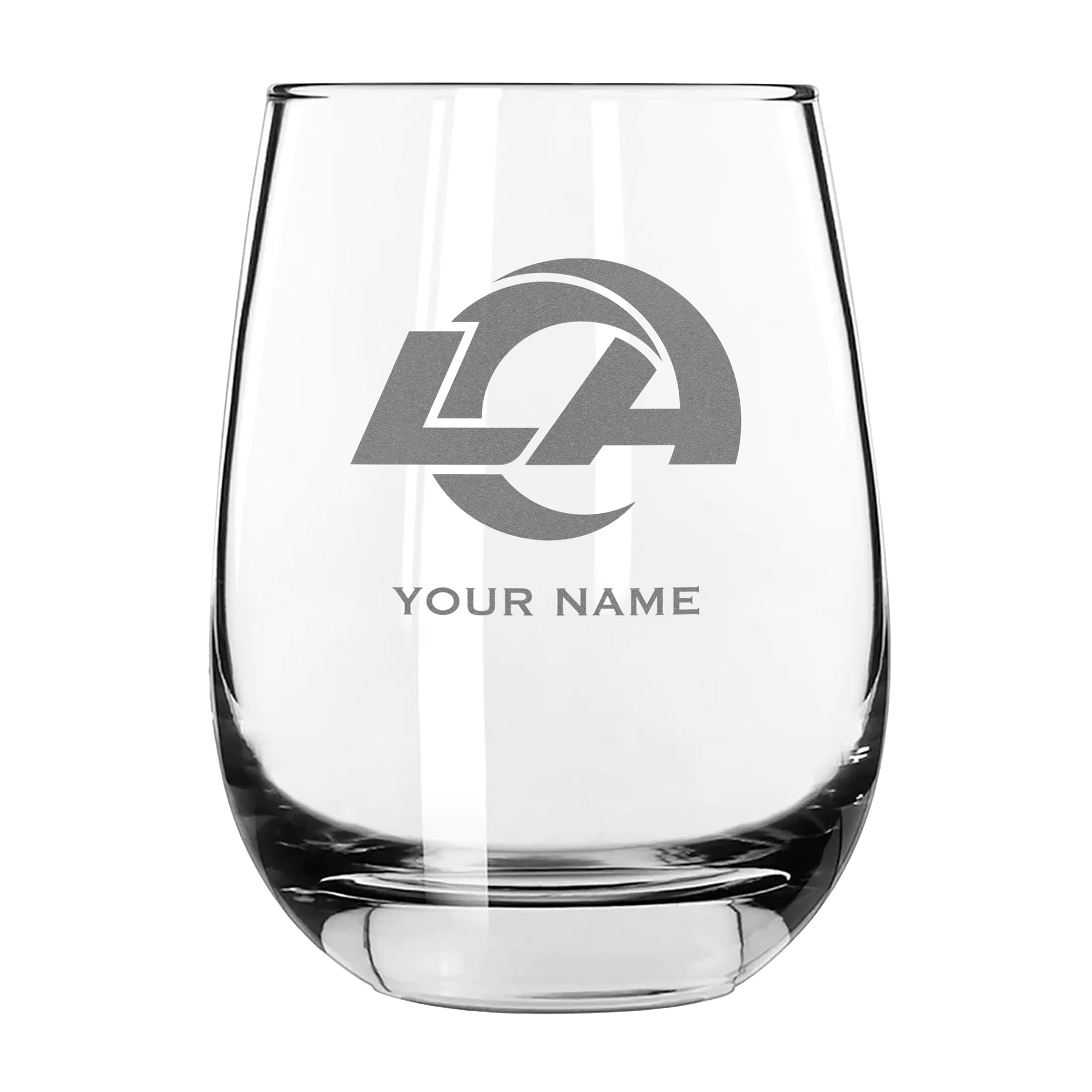 Los Angeles Rams 15oz. Personalized Stemless Etched Glass Tumbler