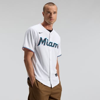 Men's Nike White Miami Marlins Home Replica Team Jersey