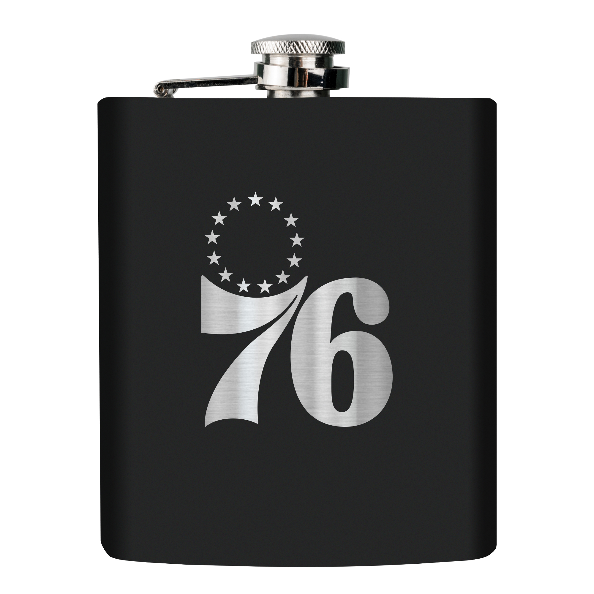 Black Philadelphia 76ers 6oz. Personalized Stealth Hip Flask