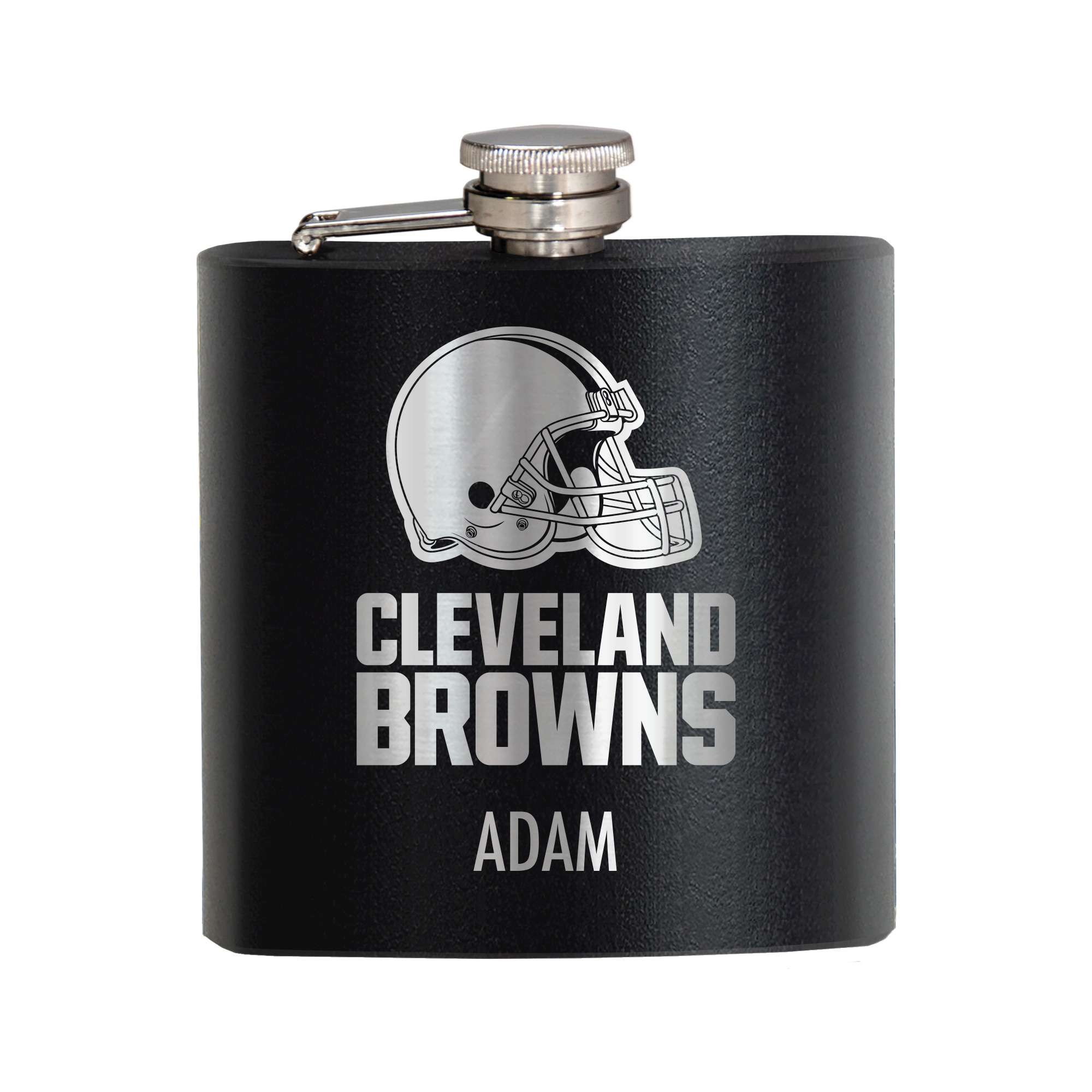 Black Cleveland Browns 6oz. Personalized Stealth Hip Flask