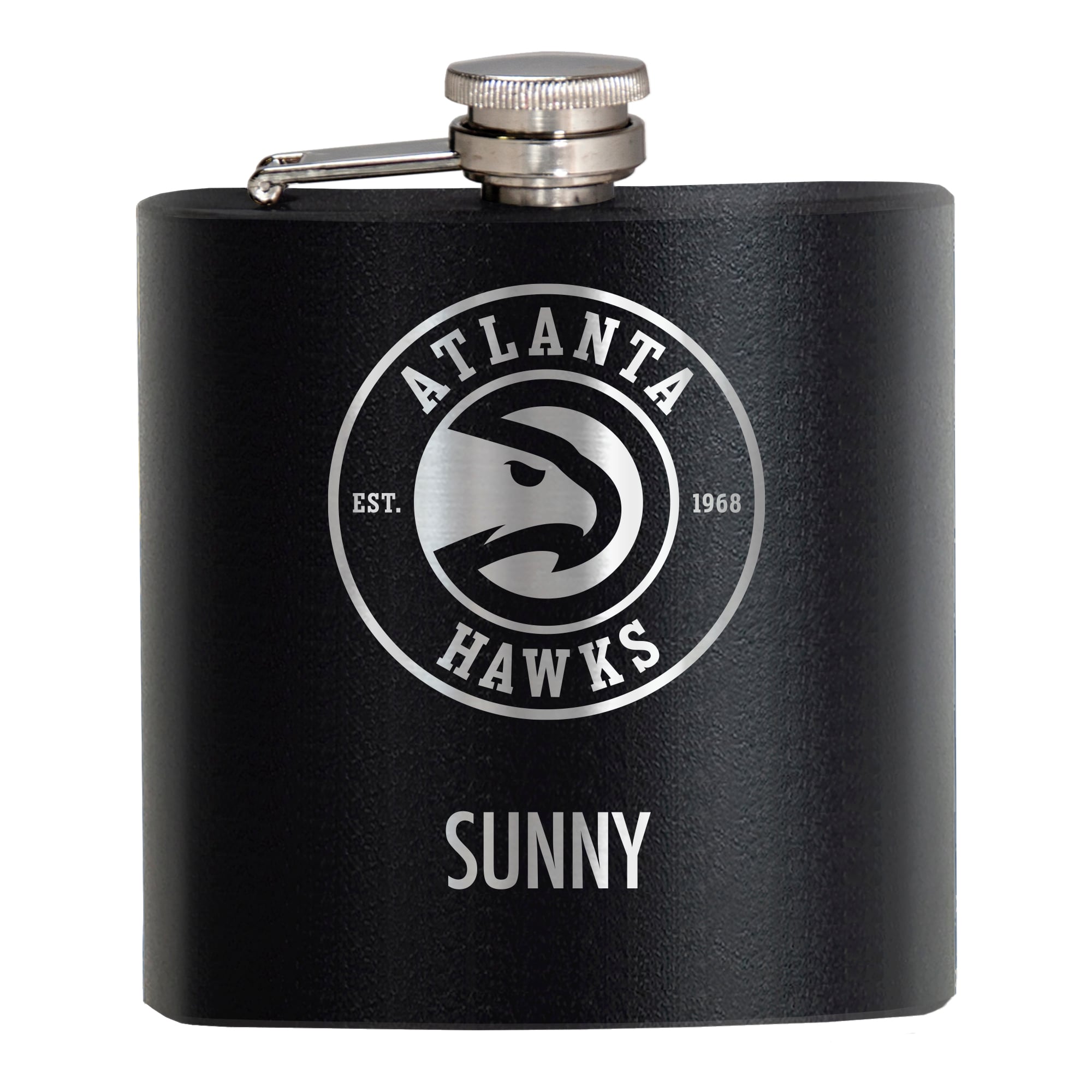 Black Atlanta Hawks 6oz. Personalized Stealth Hip Flask