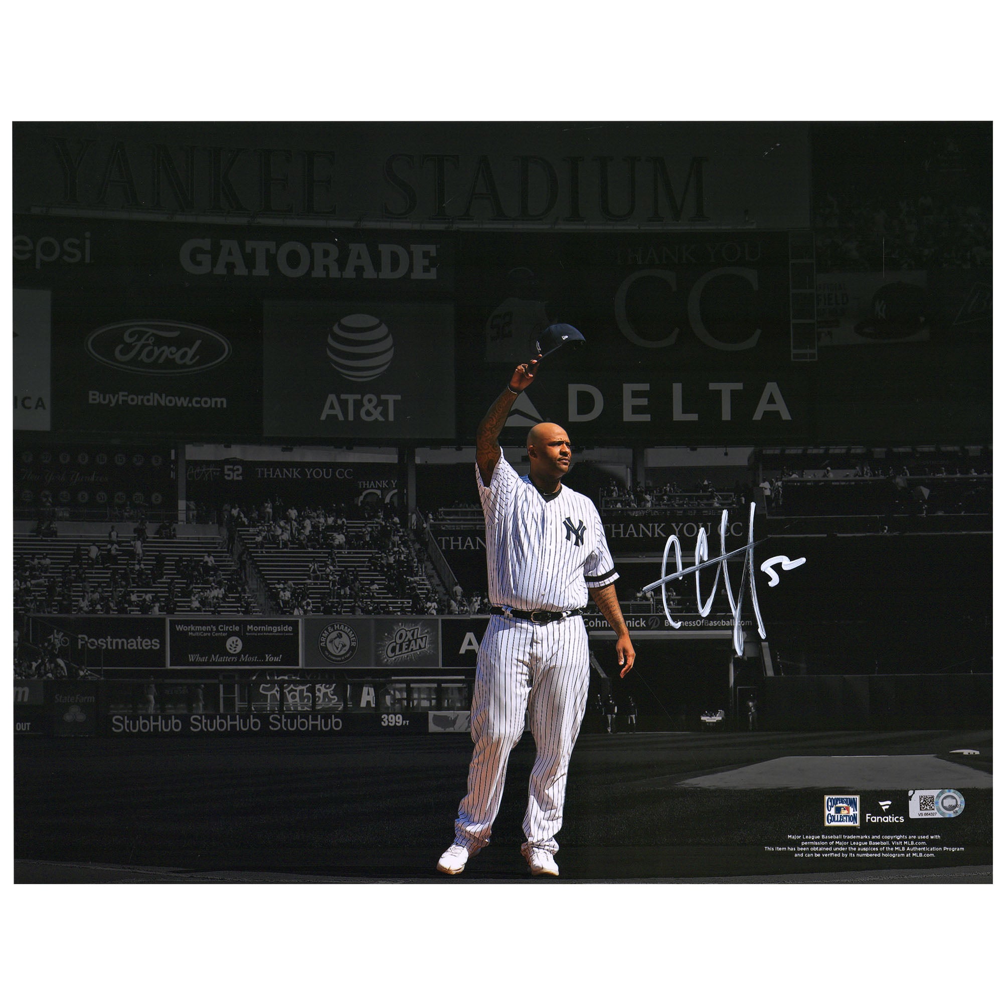 CC Sabathia New York Yankees Autographed 11" x 14" Cap Tip Spotlight Photograph