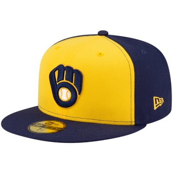 Men's New Era Navy/Yellow Milwaukee Brewers Alternate Authentic Collection On-Field 59FIFTY Fitted Hat