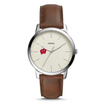 Men's Fossil Wisconsin Badgers The Minimalist Leather Watch