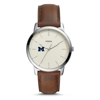 Men's Fossil Michigan Wolverines The Minimalist Leather Watch