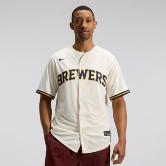 Men's Nike Cream Milwaukee Brewers Home Replica Team Jersey