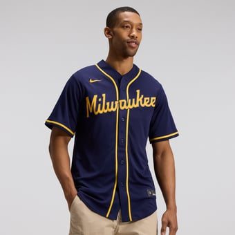 Men's Nike Navy Milwaukee Brewers Alternate Replica Team Jersey