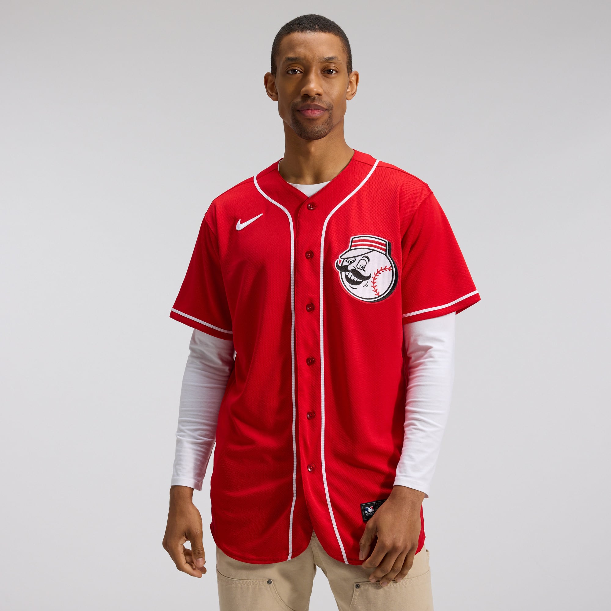 Men's Nike Scarlet Cincinnati Reds Alternate Authentic Team Logo Jersey