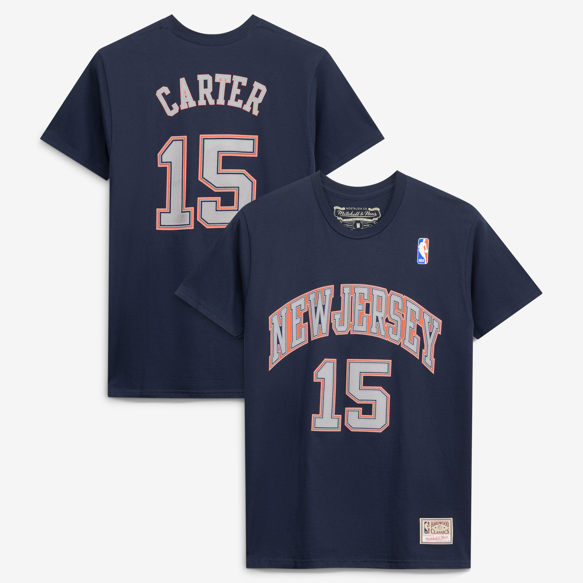 Men’s Mitchell & Ness Vince Carter Navy New Jersey Nets Hardwood Classics Stitch Name & Number T-Shirt Men’s Mitchell & Ness Vince Carter Navy New Jersey Nets Hardwood Classics Stitch Name & Number T-Shirt