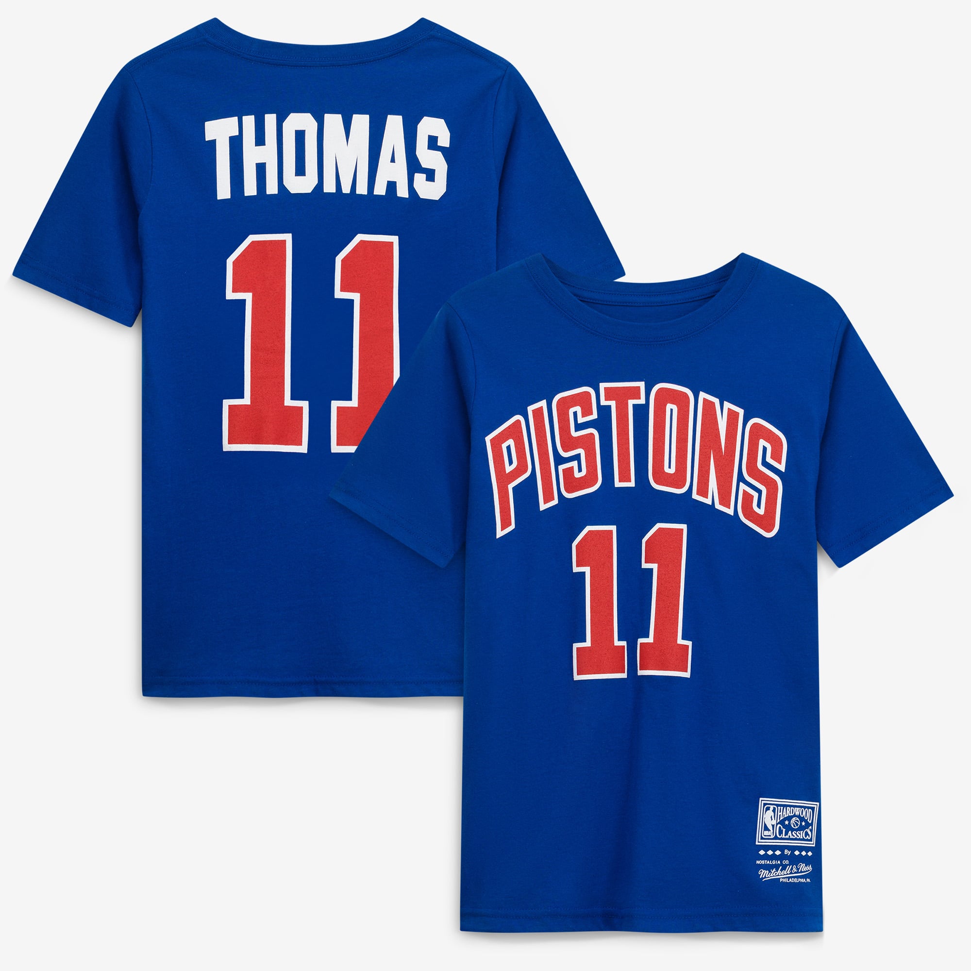 Youth Isiah Thomas Blue Detroit Pistons Hardwood Classics Name & Number T-Shirt