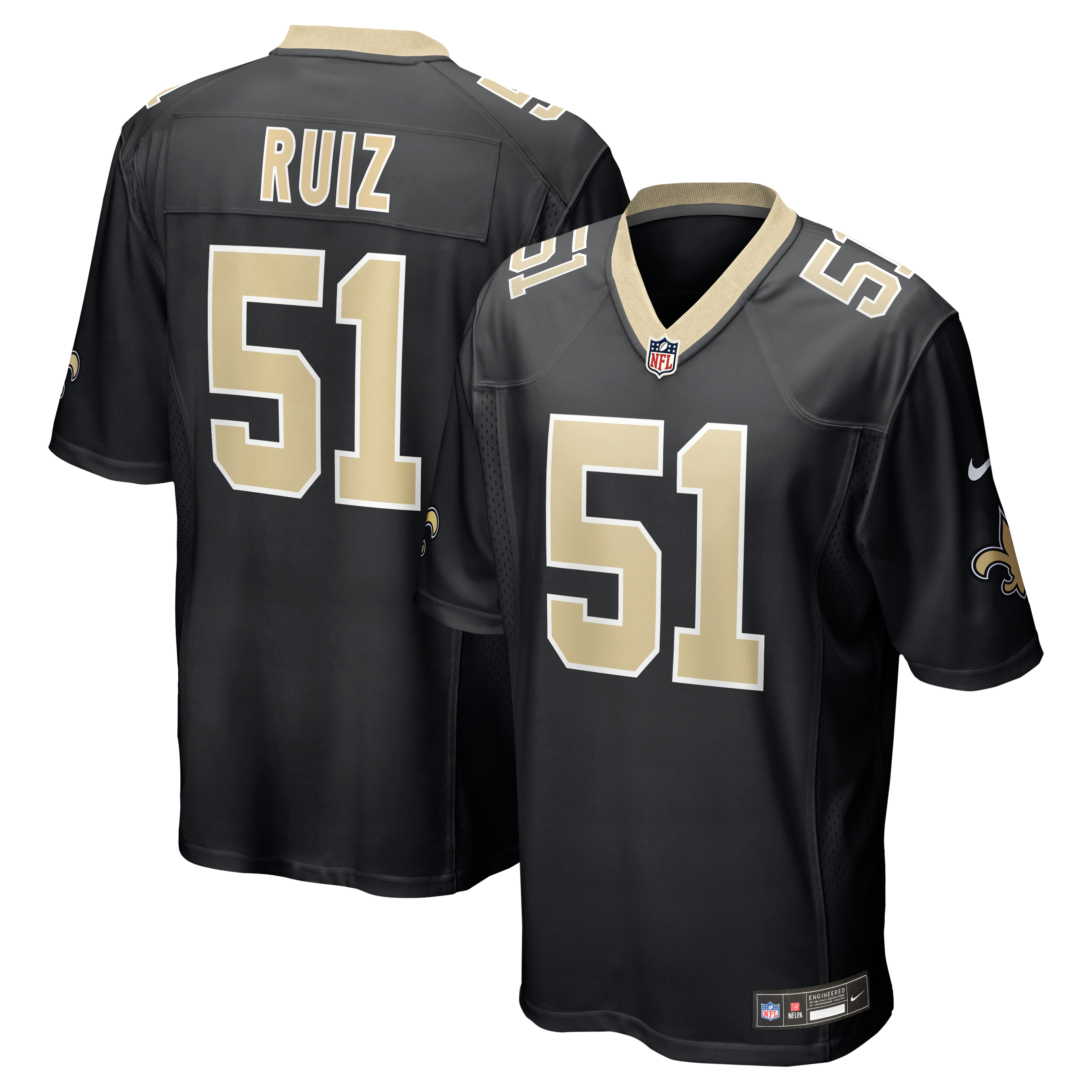 Men's Nike Cesar Ruiz Black New Orleans Saints Game Jersey