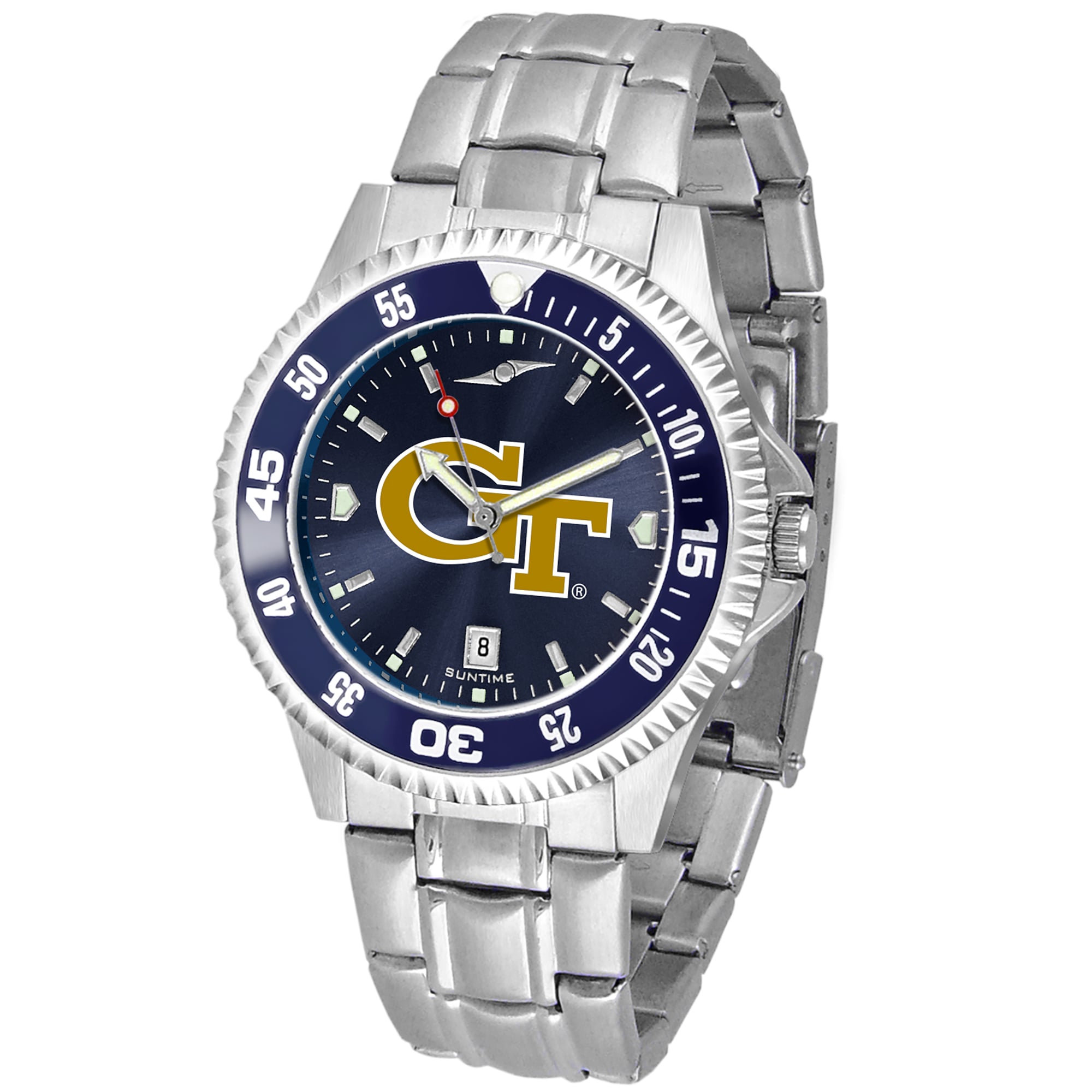 Navy Georgia Tech Yellow Jackets Competitor Steel AnoChrome Color Bezel Watch