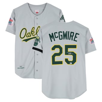 Mark McGwire Athletics Autographed Grey 1989 World Series Mitchell & Ness Authentic Jersey