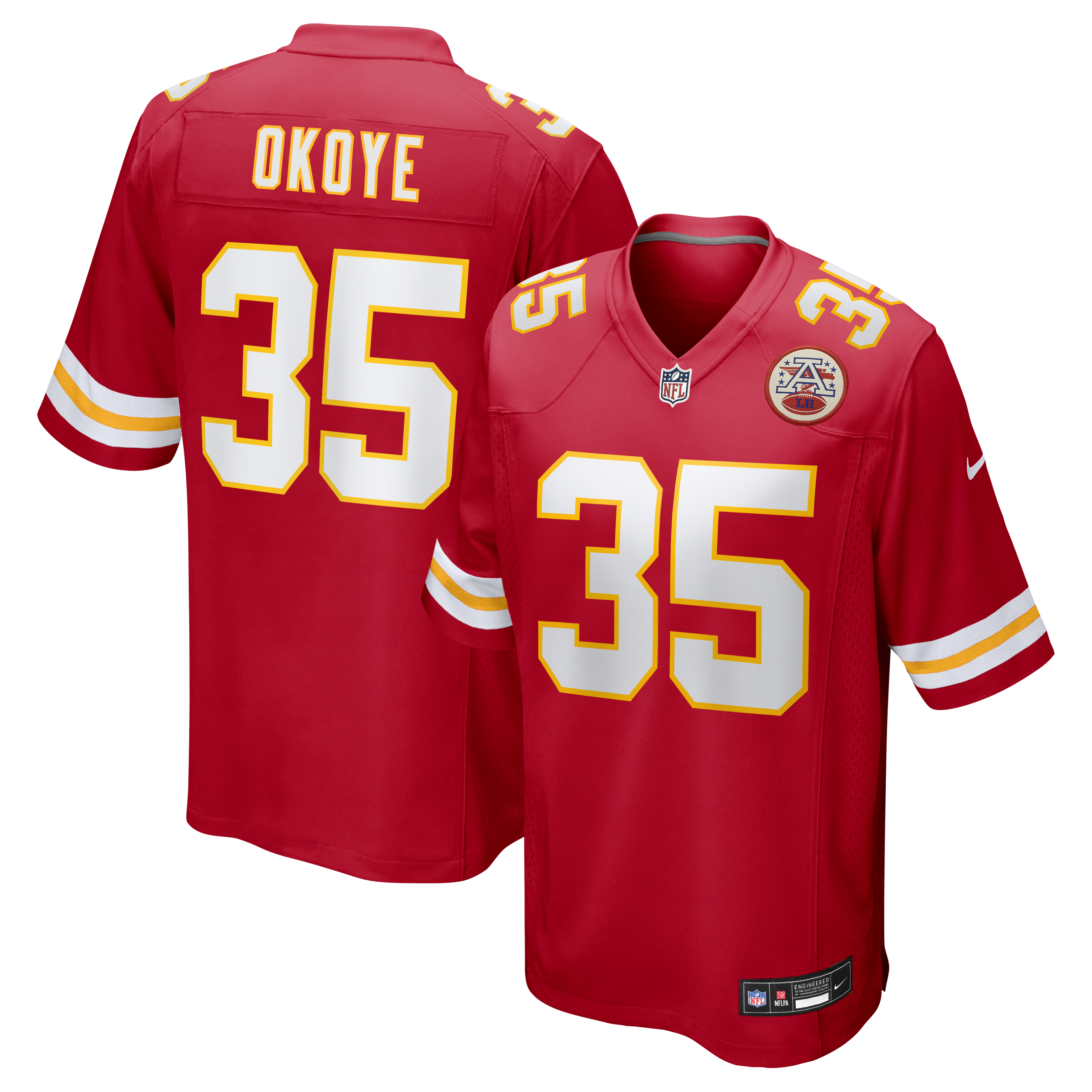 Men's Nike Christian Okoye Red Kansas City Chiefs Game Retired Player Jersey