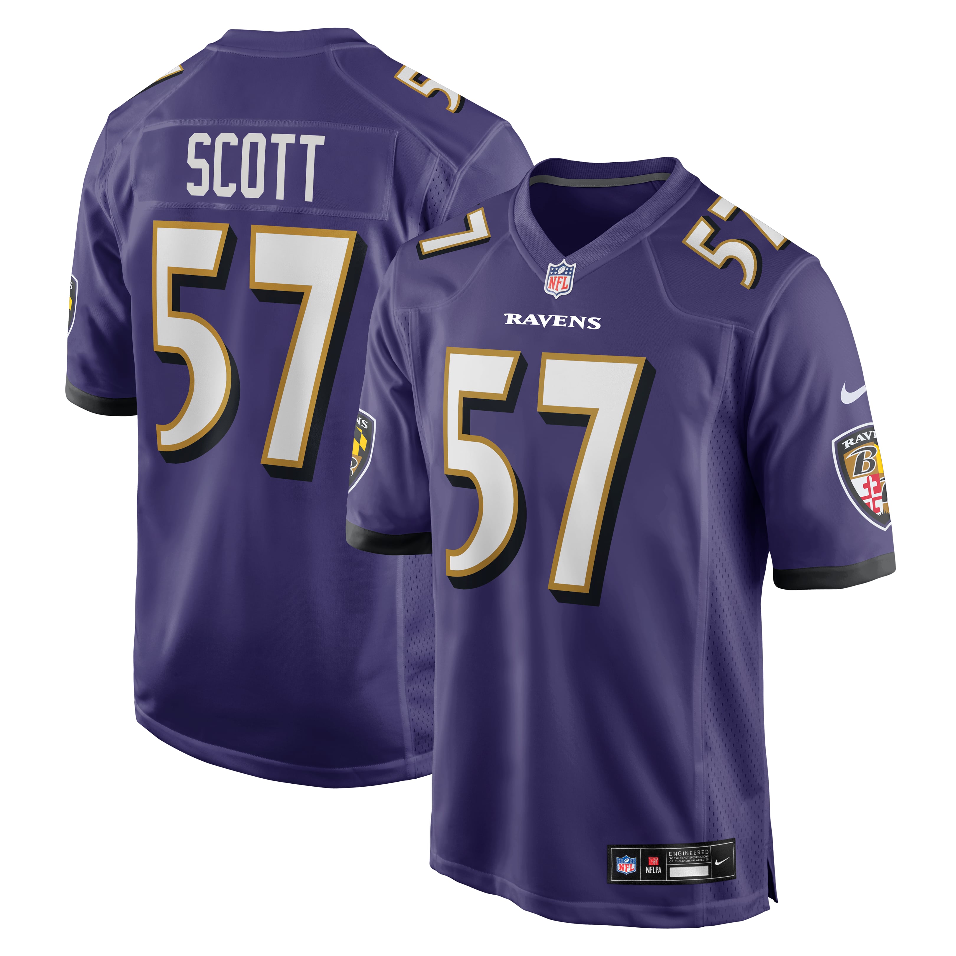 Men's Nike Bart Scott Purple Baltimore Ravens Game Retired Player Jersey