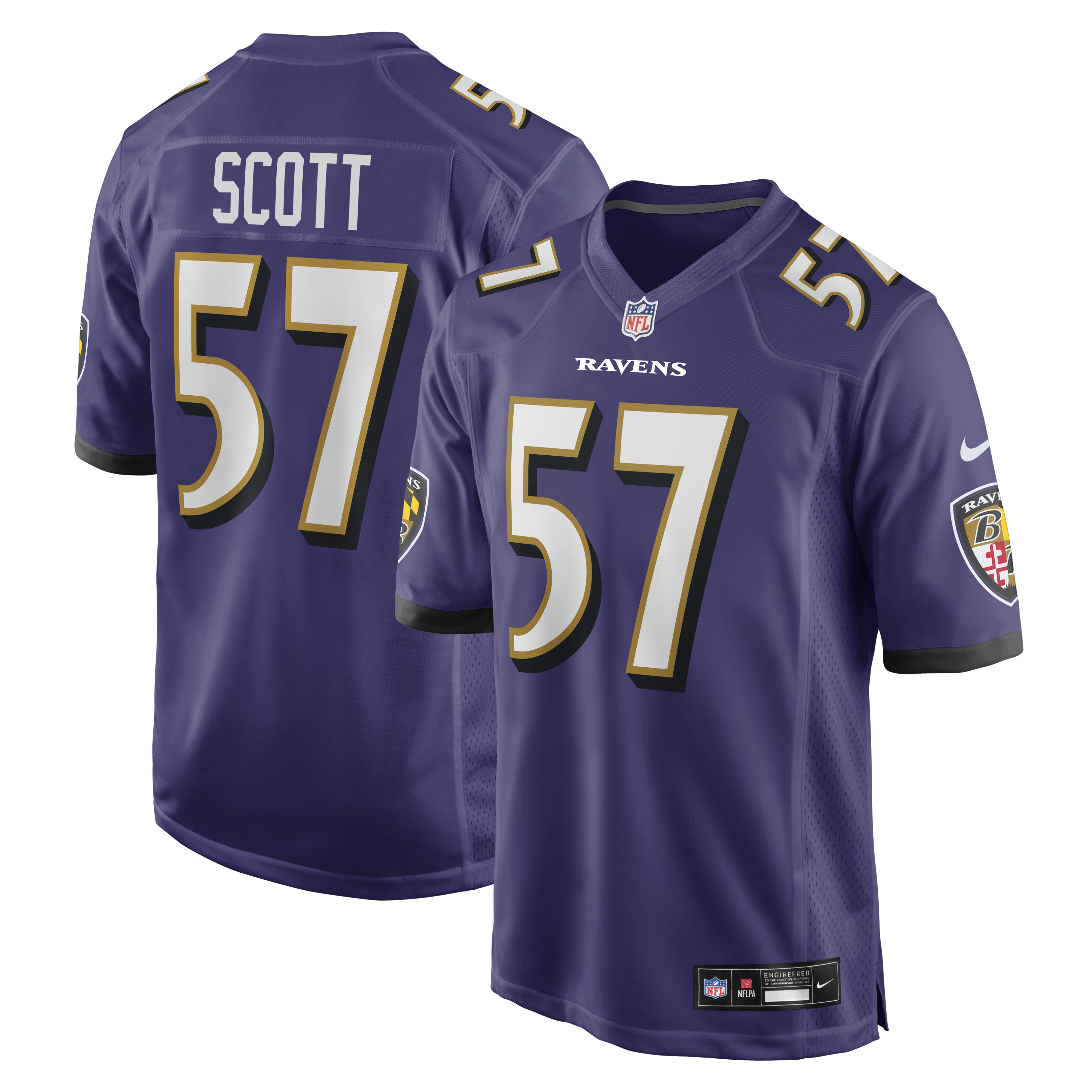 Men's Nike Bart Scott Purple Baltimore Ravens Game Retired Player Jersey
