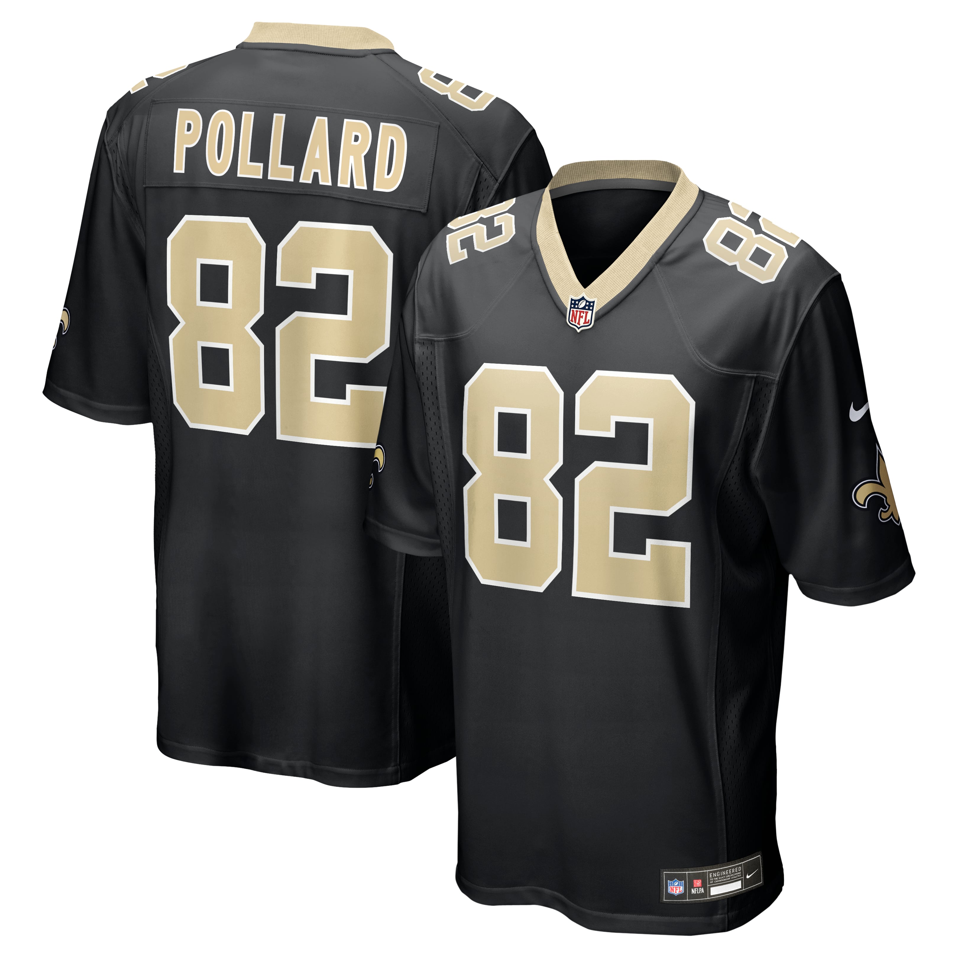 Men's Nike Bob Pollard Black New Orleans Saints Game Retired Player Jersey