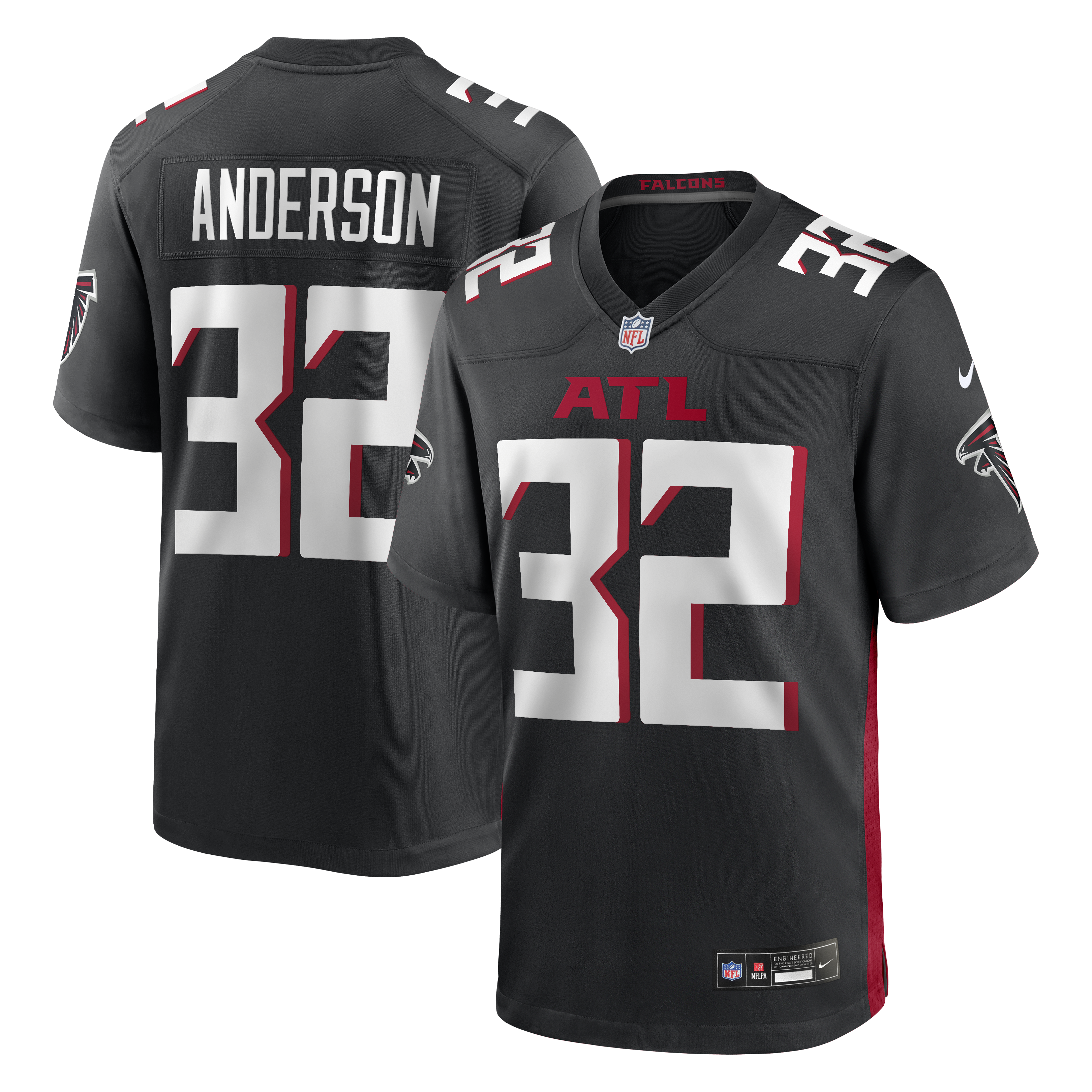 Men's Nike Jamal Anderson Black Atlanta Falcons Game Retired Player Jersey