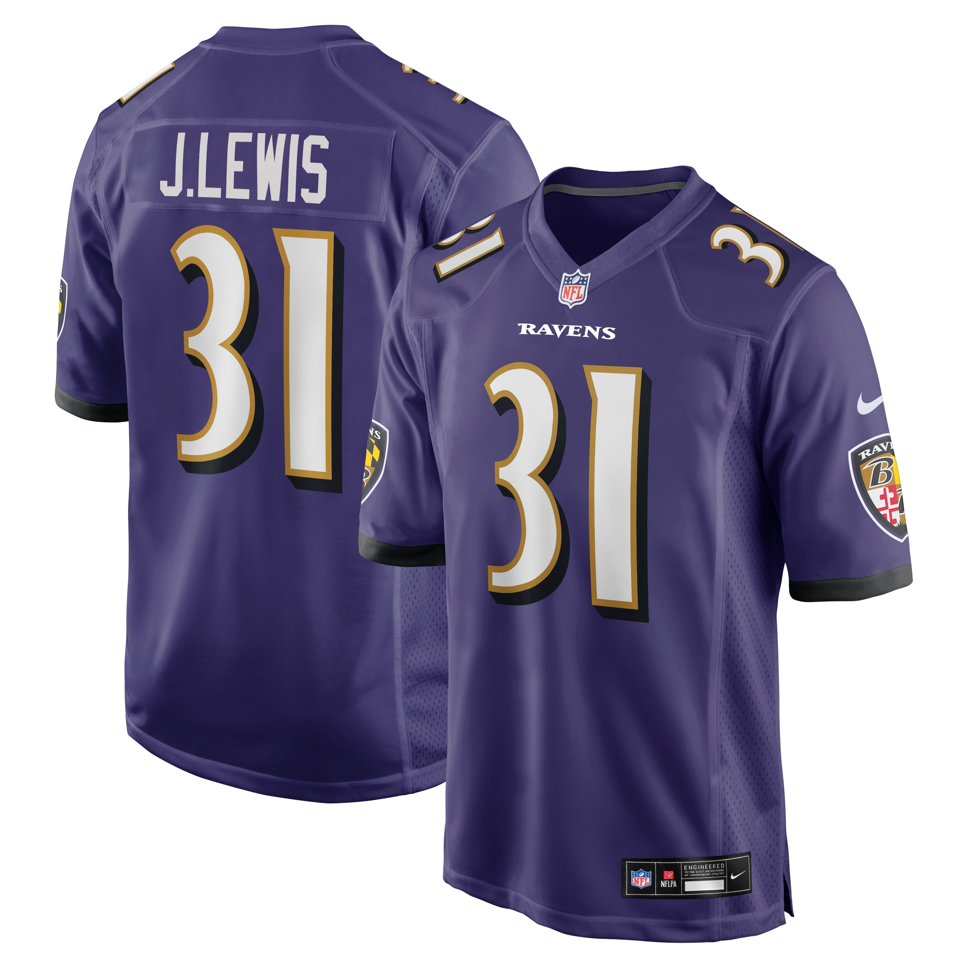 Men's Nike Jamal Lewis Purple Baltimore Ravens Game Retired Player Jersey