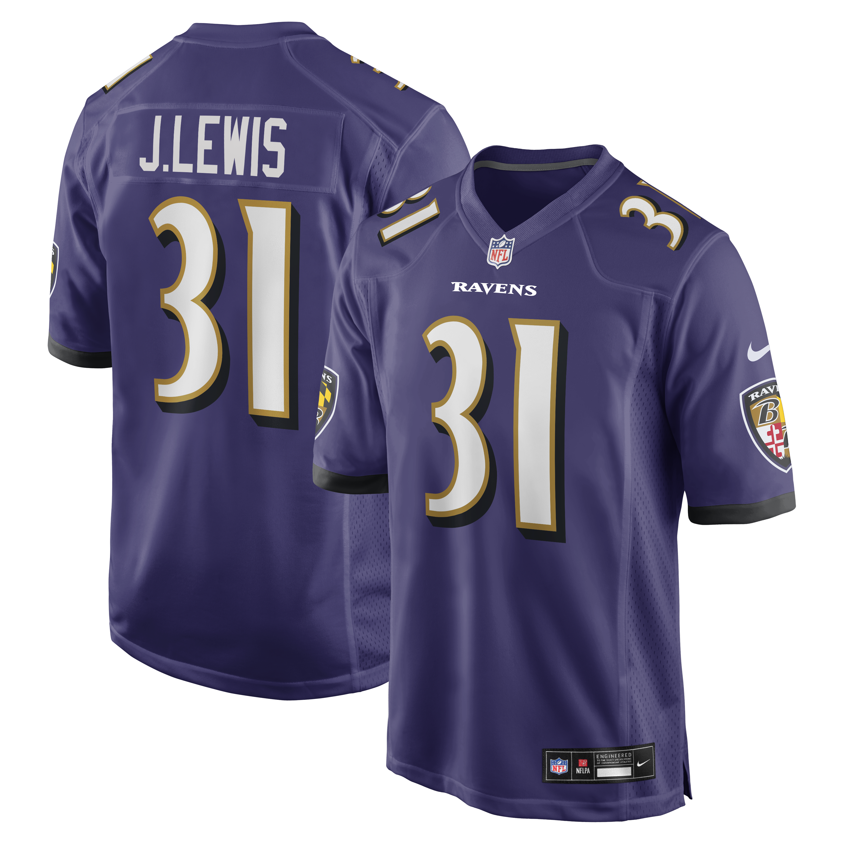 Men's Nike Jamal Lewis Purple Baltimore Ravens Game Retired Player Jersey