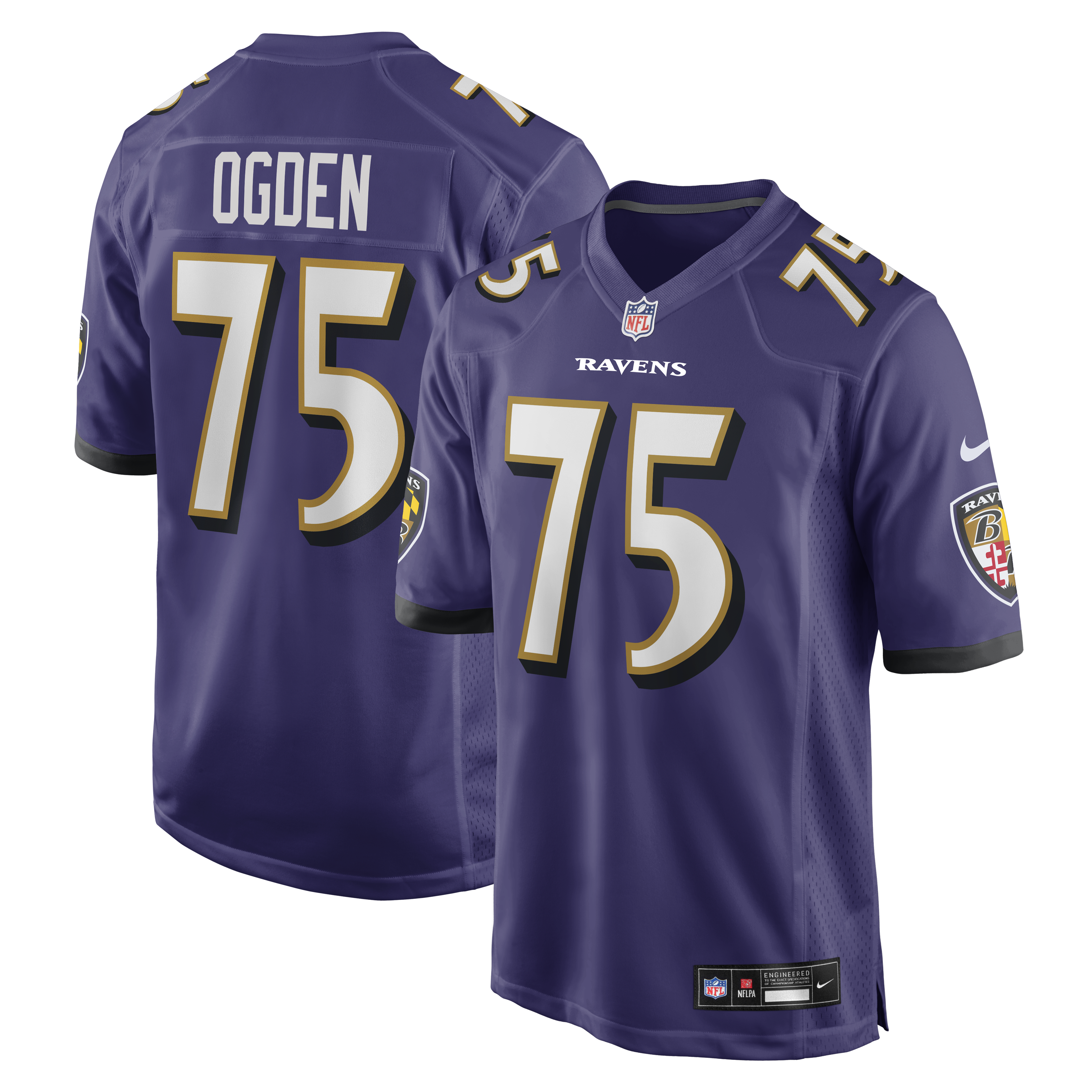 Men's Nike Jonathan Ogden Purple Baltimore Ravens Game Retired Player Jersey