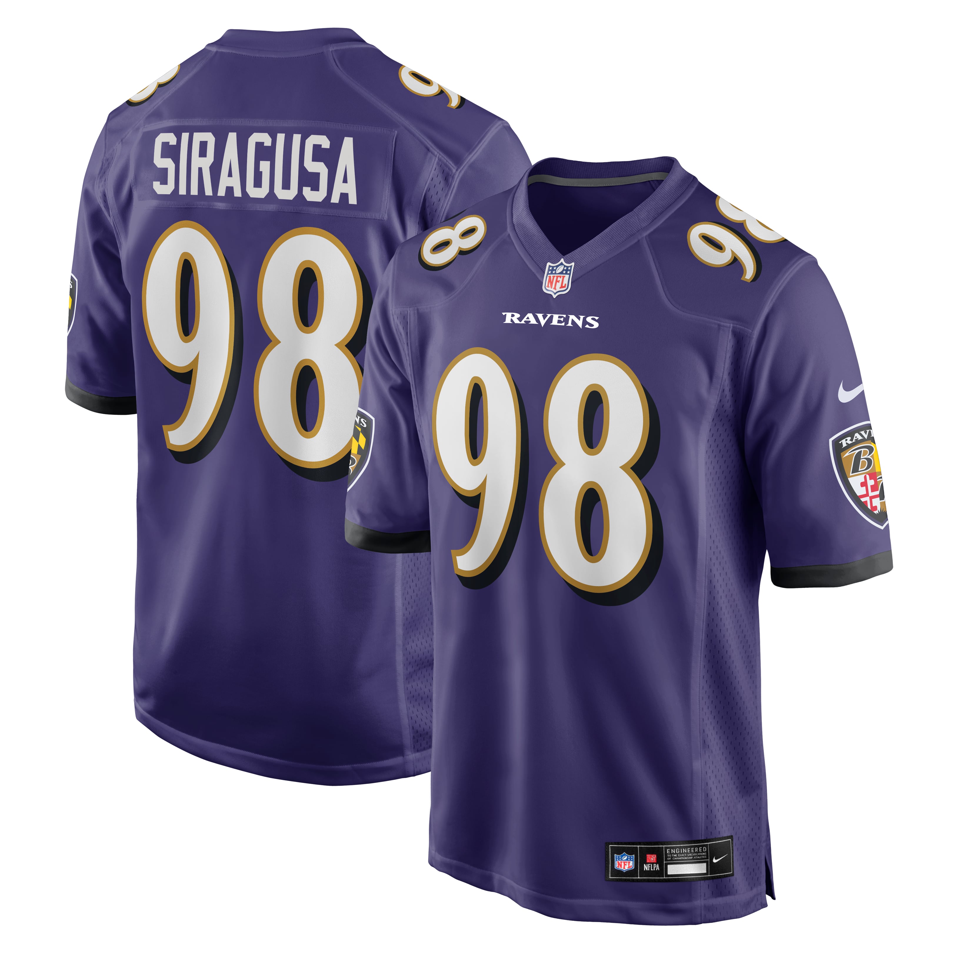 Men's Nike Tony Siragusa Purple Baltimore Ravens Game Retired Player Jersey