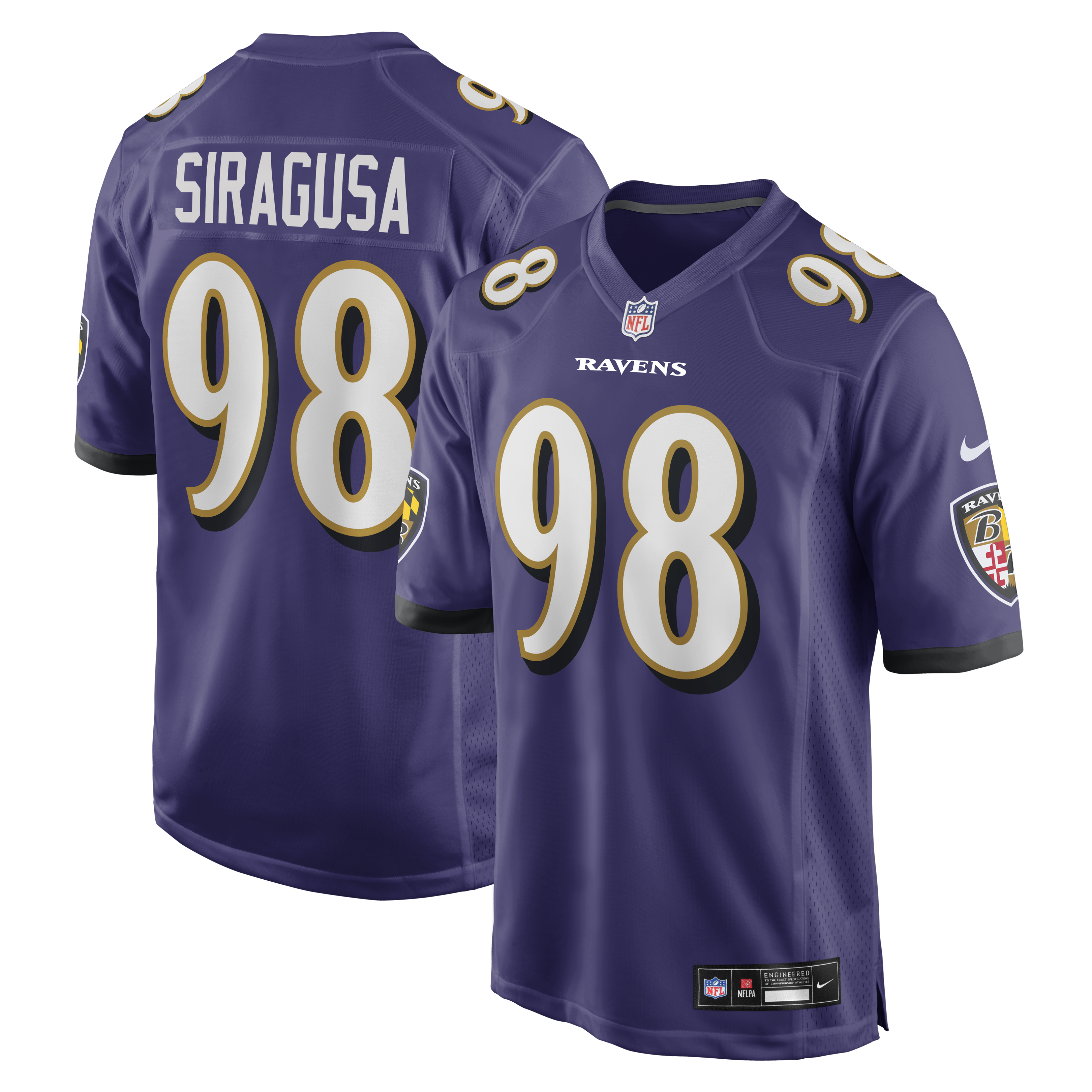Men's Nike Tony Siragusa Purple Baltimore Ravens Game Retired Player Jersey