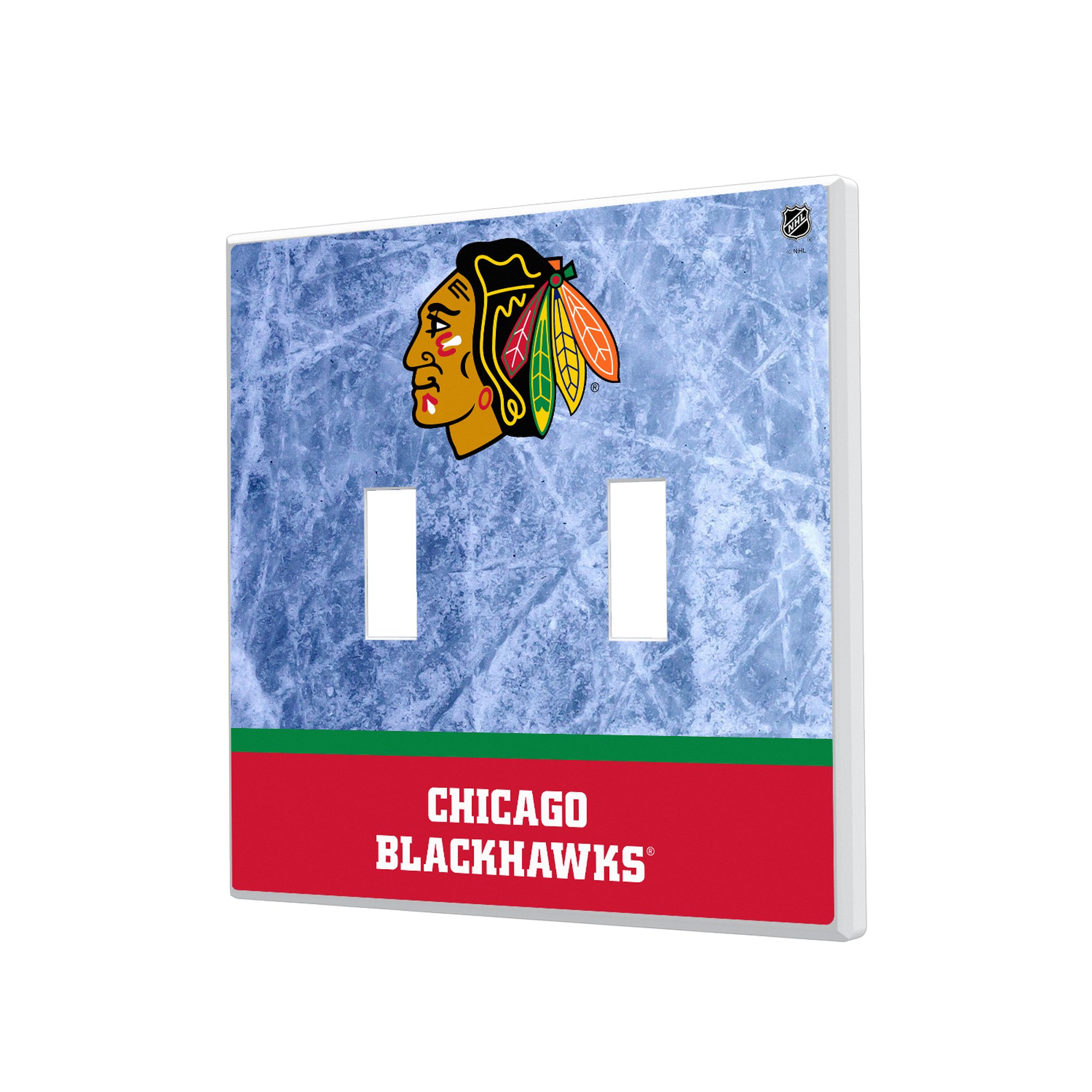 Chicago Blackhawks Wordmark Double Toggle Lightswitch Plate