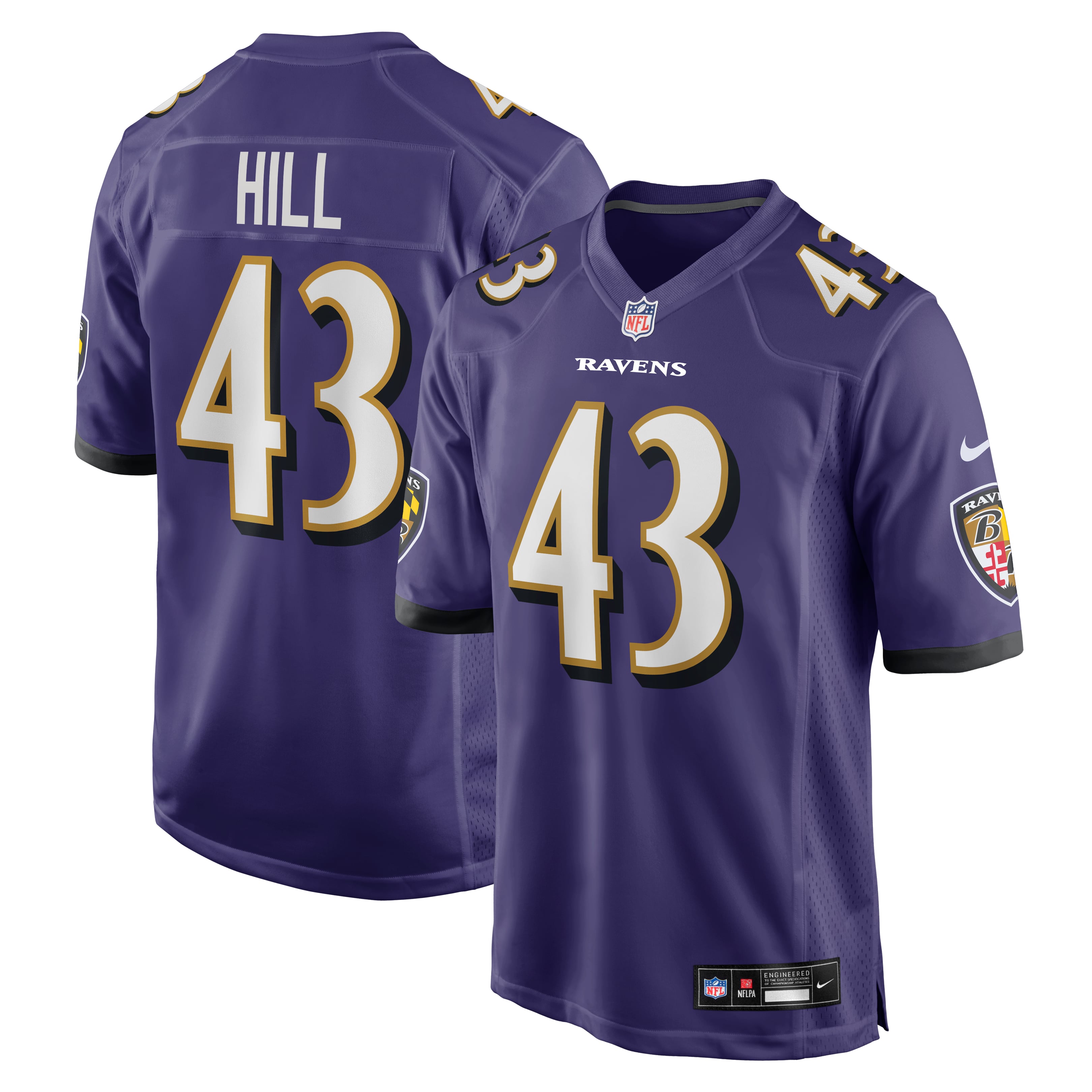 Men's Nike Justice Hill Purple Baltimore Ravens Game Jersey