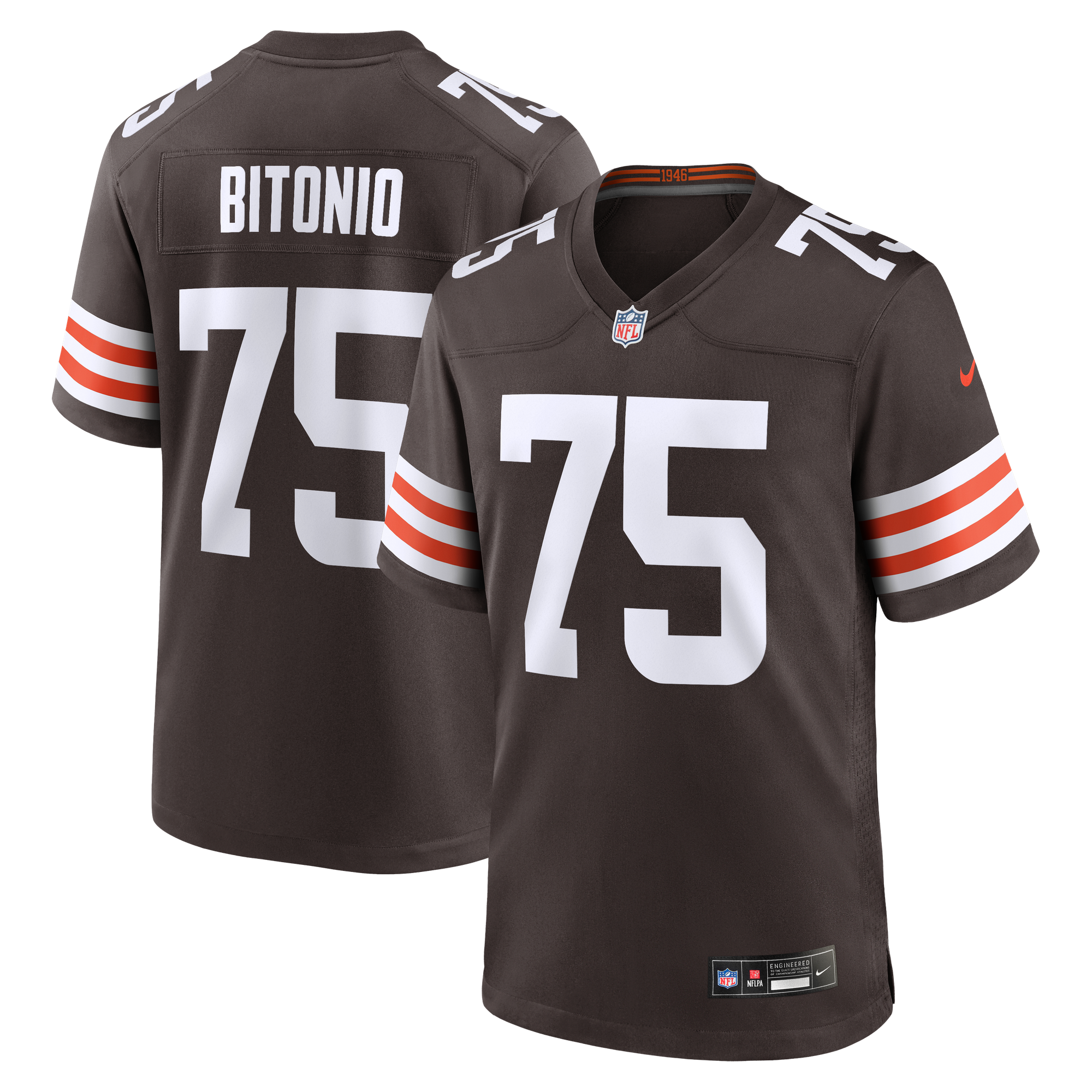 Men's Nike Joel Bitonio Brown Cleveland Browns Game Jersey