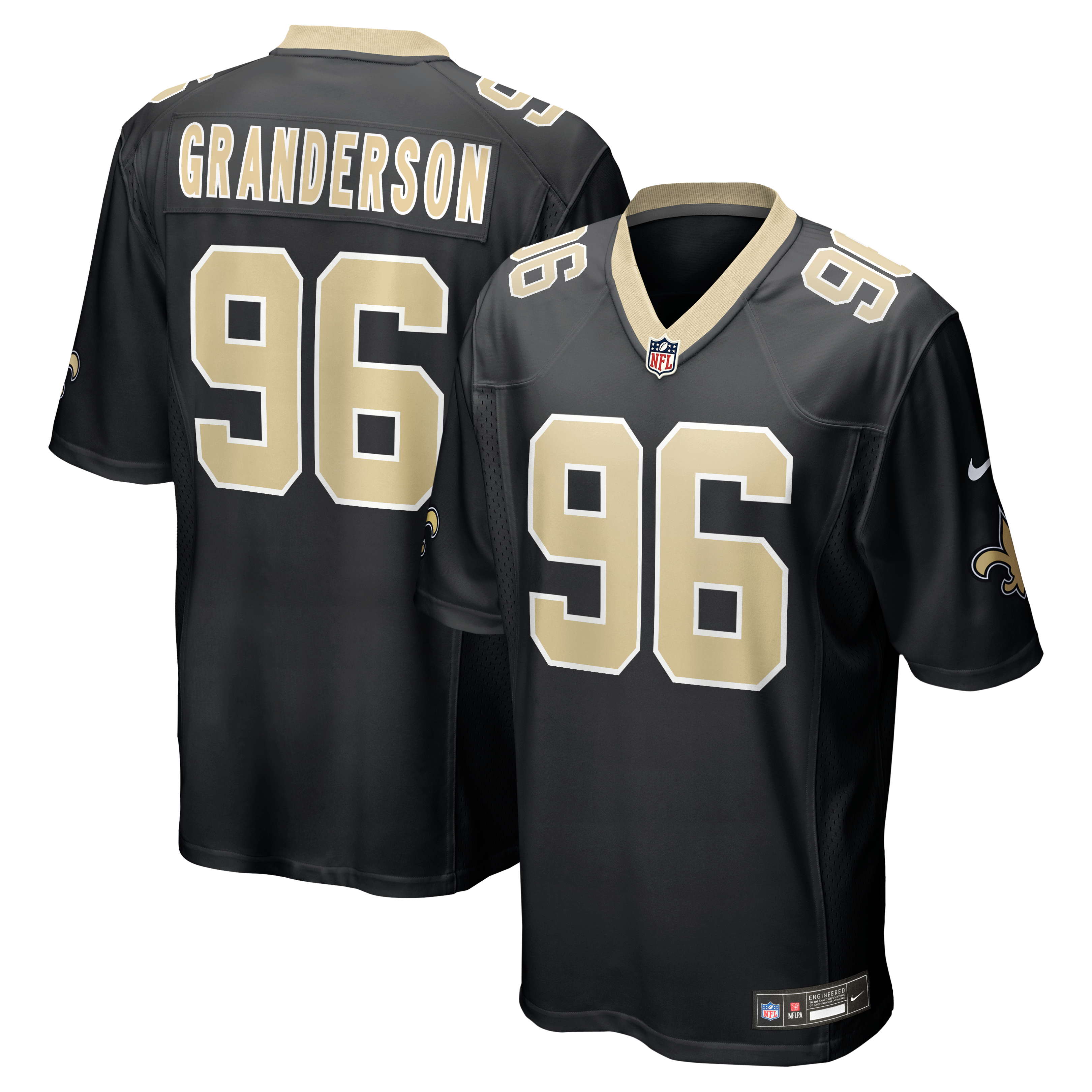 Men's Nike Carl Granderson Black New Orleans Saints Game Jersey