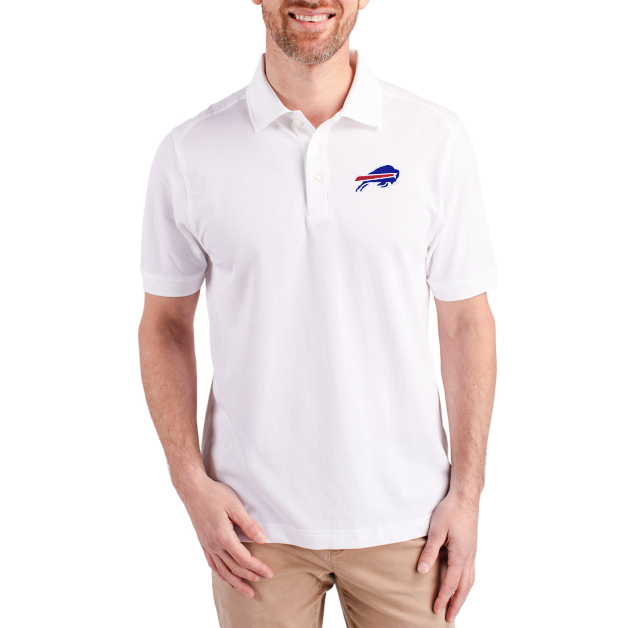 Men's Cutter & Buck White Buffalo Bills Advantage Polo