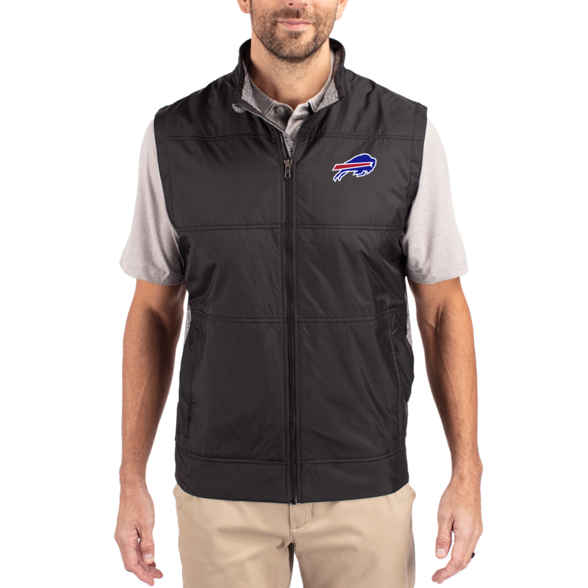Men's Cutter & Buck Black Buffalo Bills Stealth Full-Zip Vest