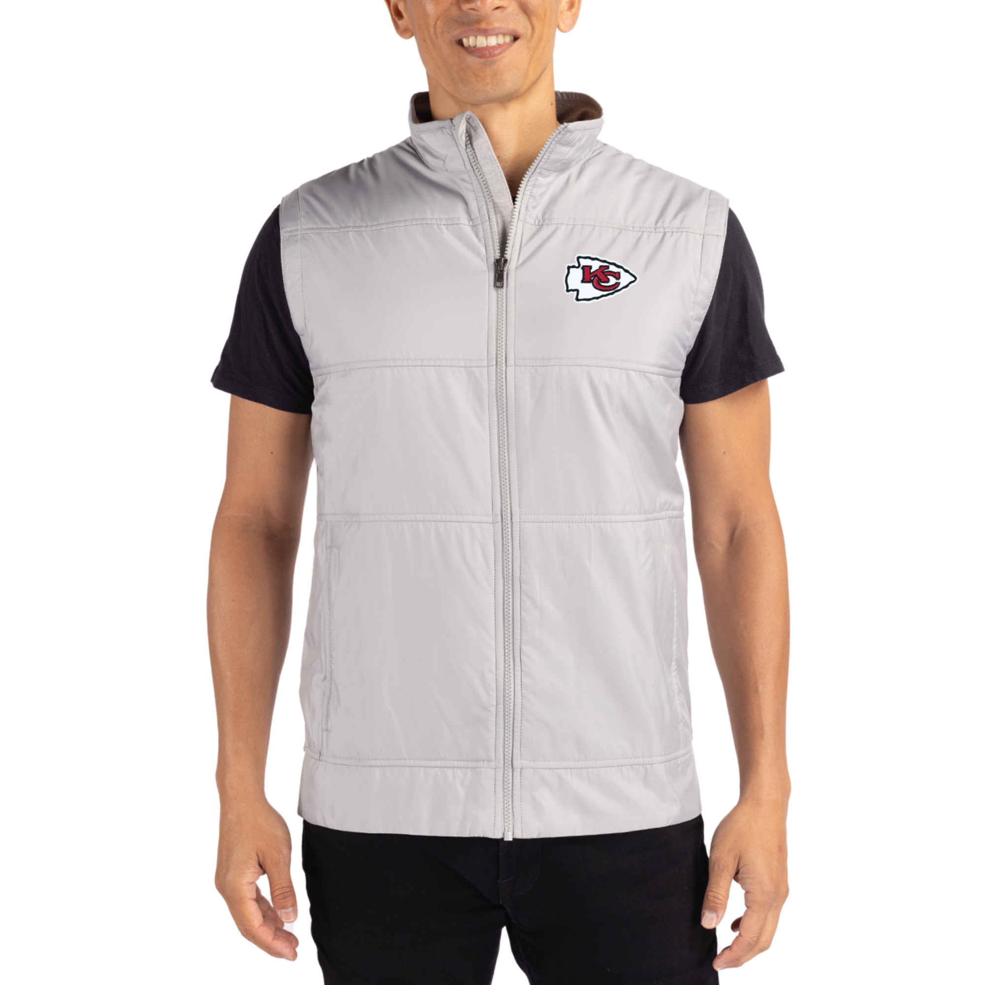 Men's Cutter & Buck Cream Kansas City Chiefs Stealth Full-Zip Vest