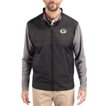 Men's Cutter & Buck Black Green Bay Packers Stealth Full-Zip Jacket