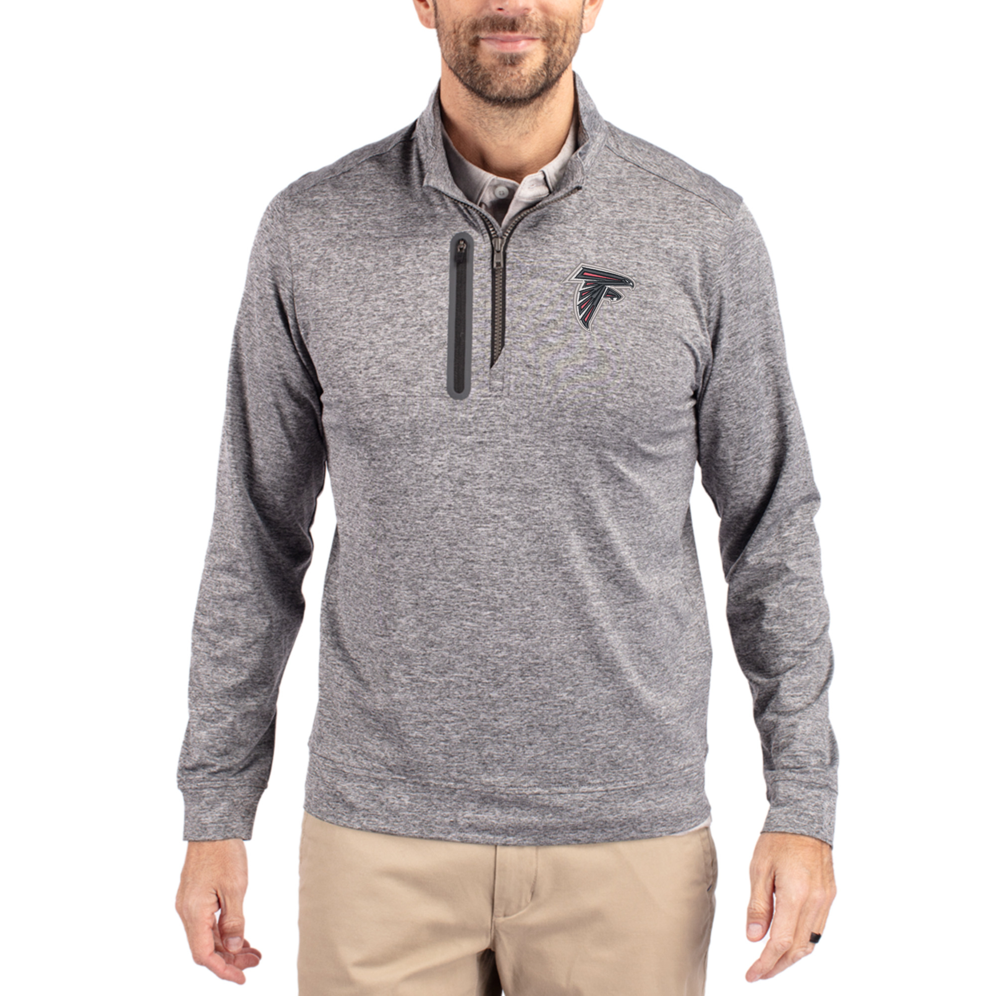 Men's Cutter & Buck Gray Atlanta Falcons Stealth Quarter-Zip Jacket