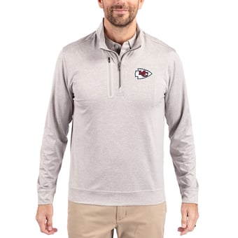 Men's Cutter & Buck Cream Kansas City Chiefs Stealth Quarter-Zip Jacket