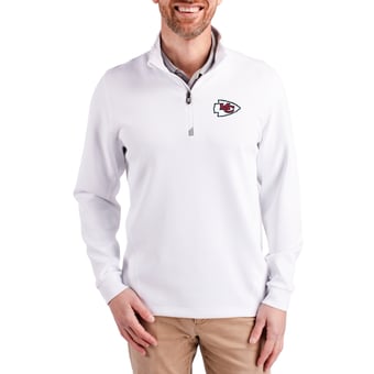 Men's Cutter & Buck White Kansas City Chiefs Traverse Quarter-Zip Pullover Jacket