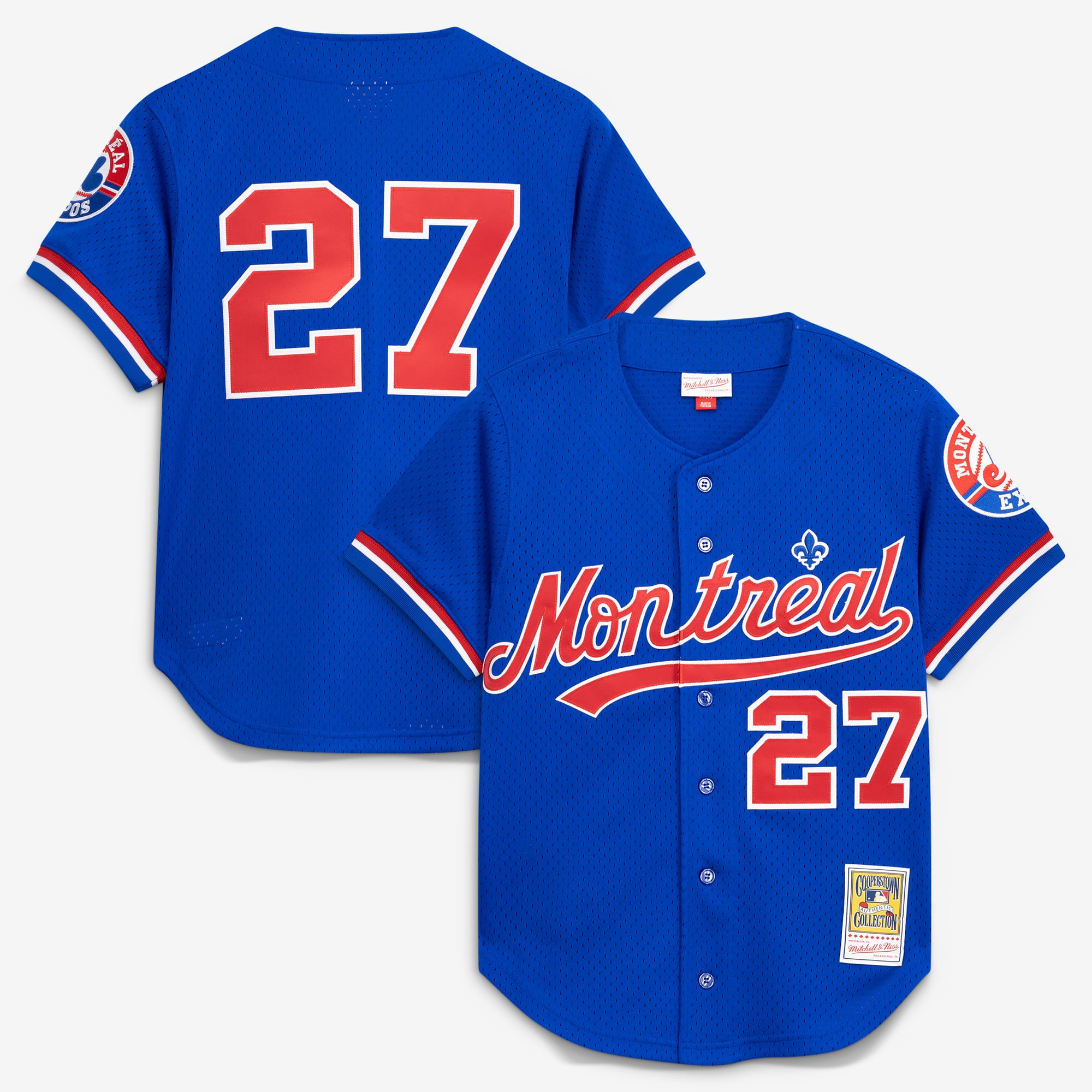 Men's Mitchell & Ness Vladimir Guerrero Blue Montreal Expos Cooperstown Collection Mesh Batting Practice Button-Up Jersey