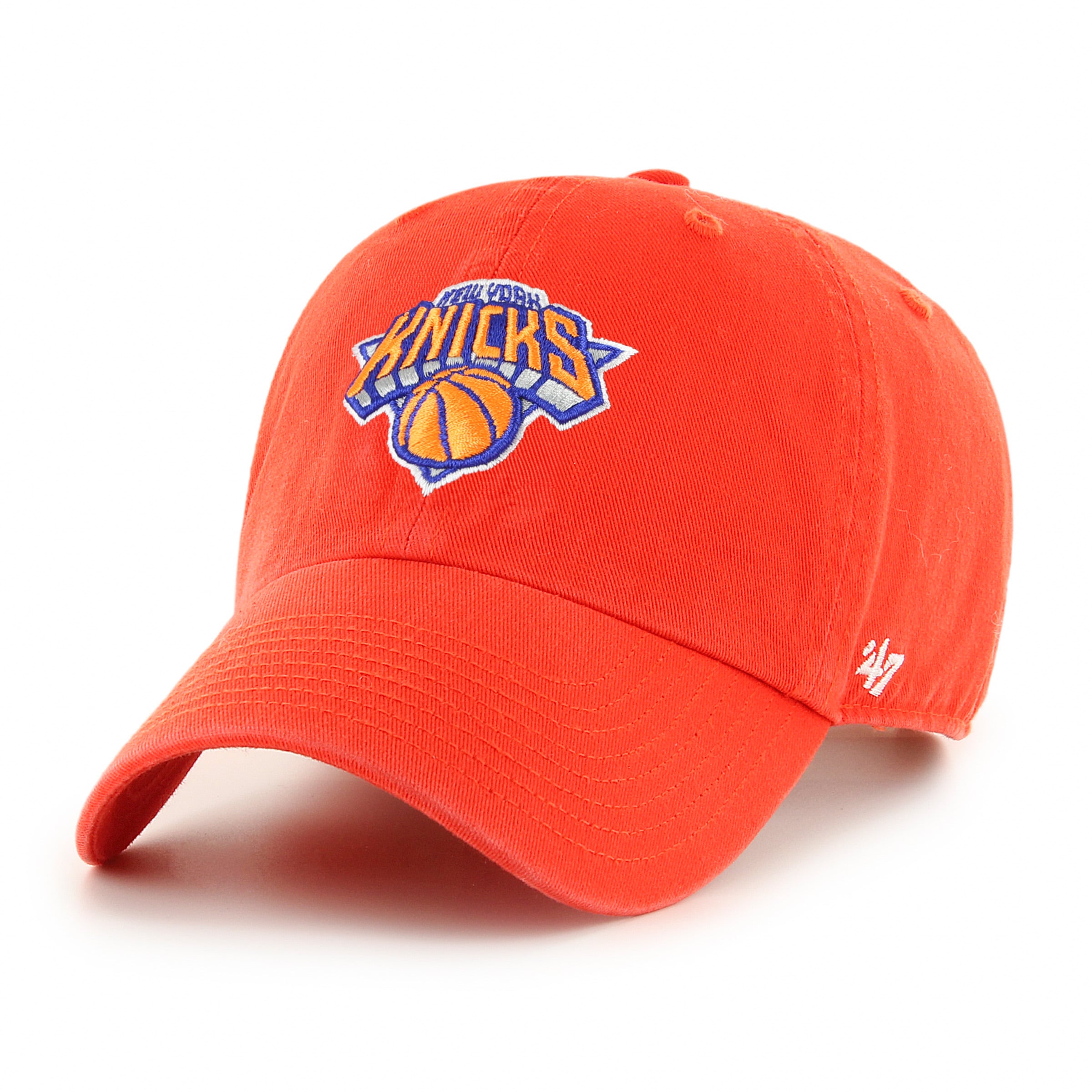 Men's '47  Orange New York Knicks Core Logo Clean Up Adjustable Hat