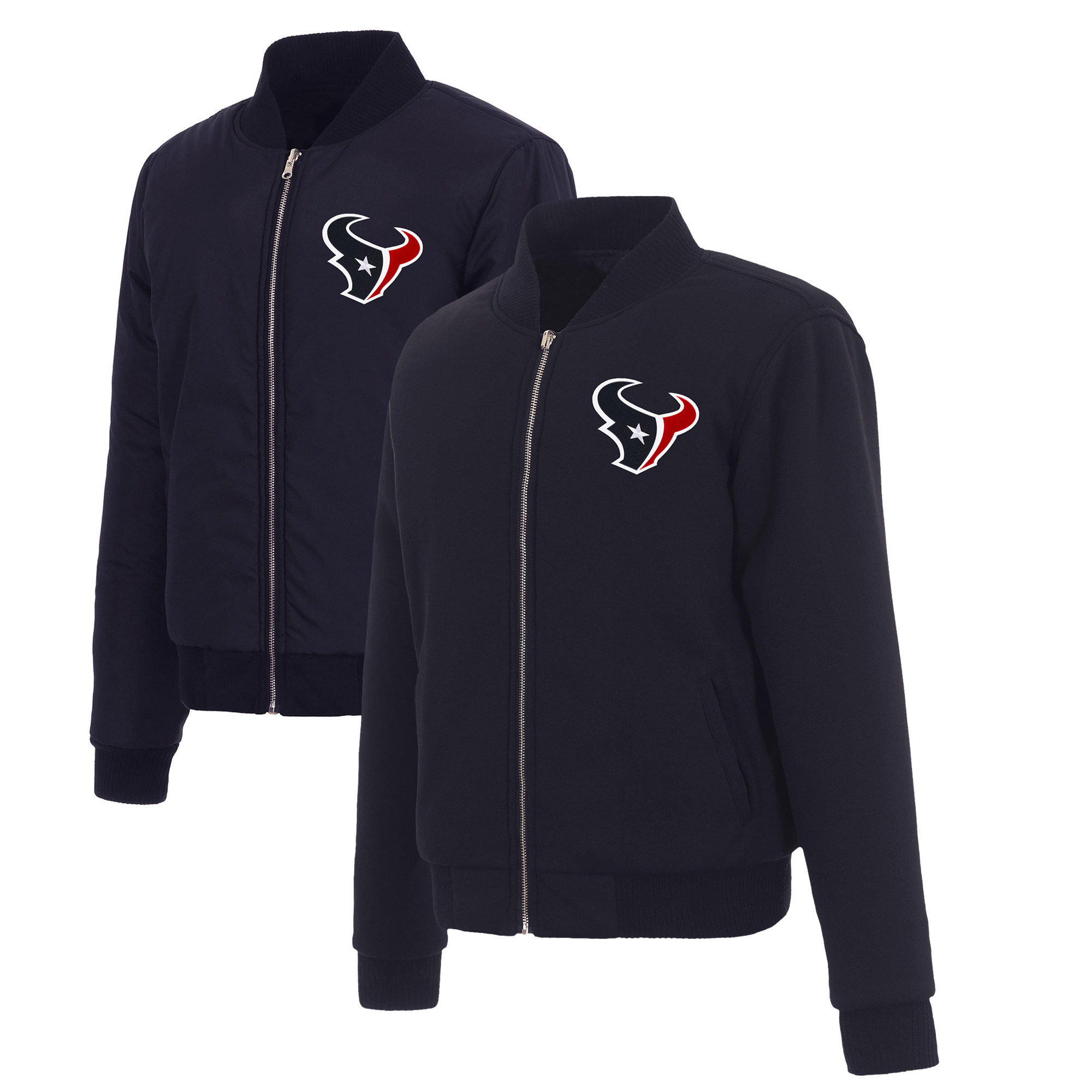 Women's JH Design Navy Houston Texans Reversible Fleece Full-Zip Jacket