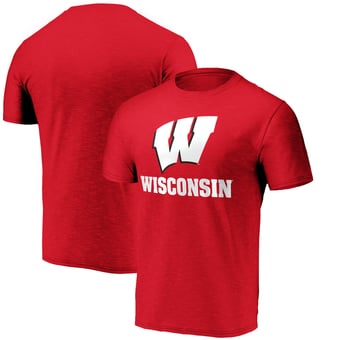 Men's Fanatics Red Wisconsin Badgers Lockup Space-Dye T-Shirt