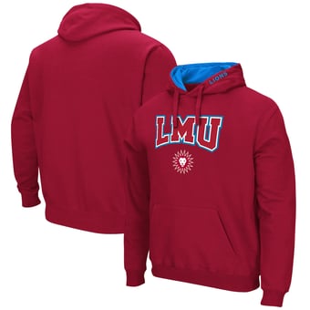 Men's Colosseum Crimson Loyola Marymount Lions Arch & Logo 3.0 Pullover Hoodie